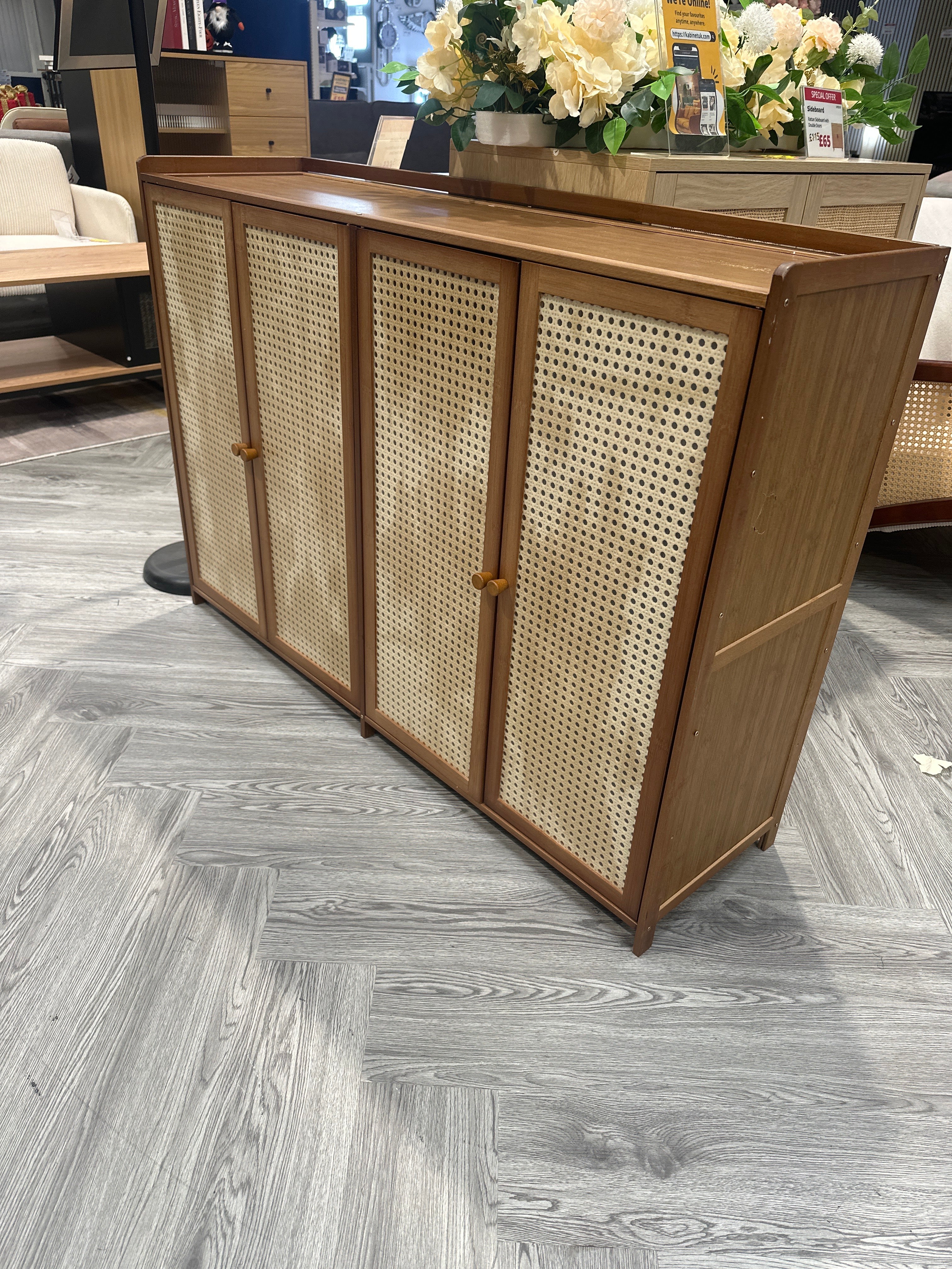 Bamboo Shoe Storage Cabinet with 4 Doors