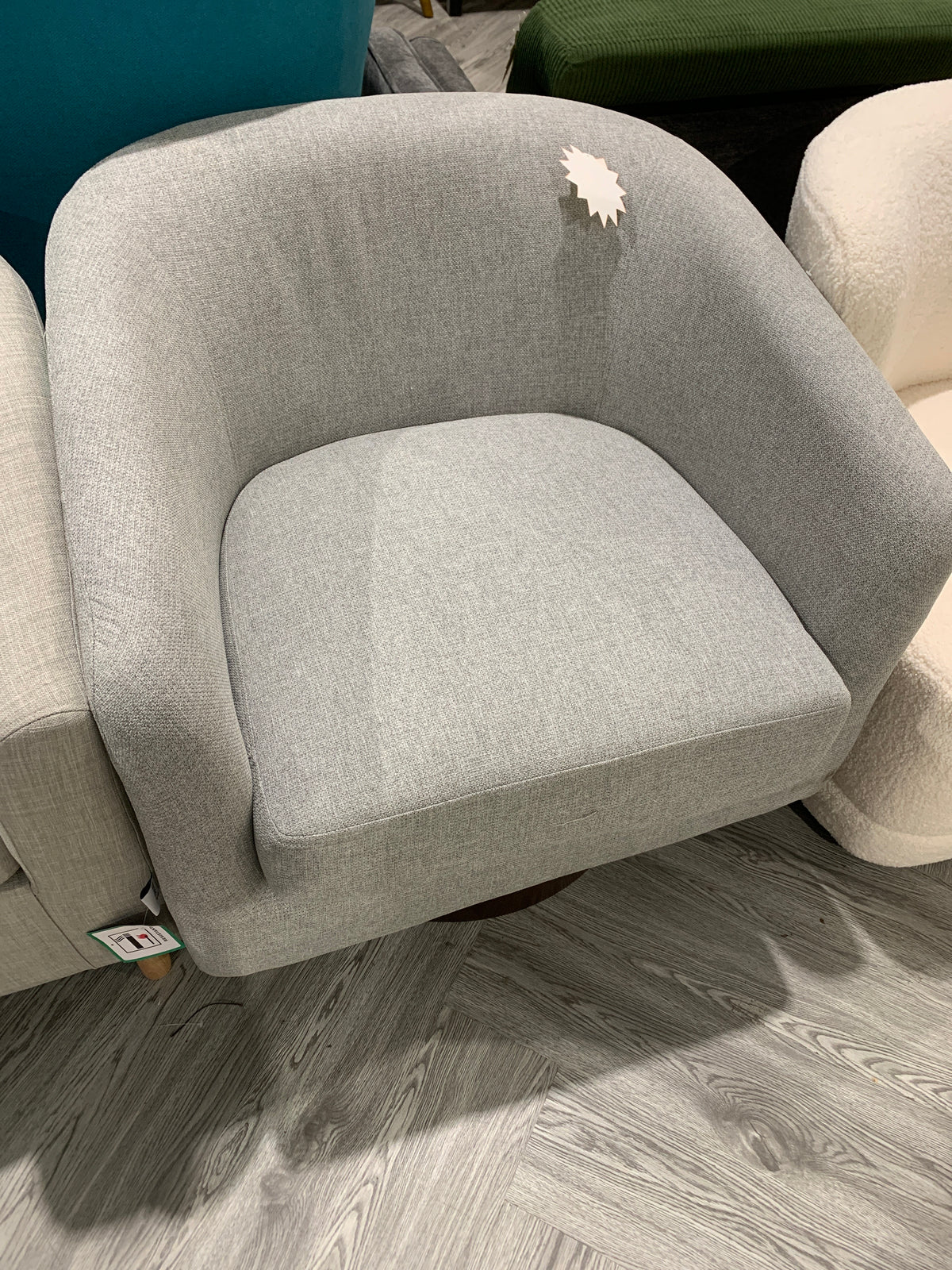 Swivel Tub Linen Accent Chair Grey
