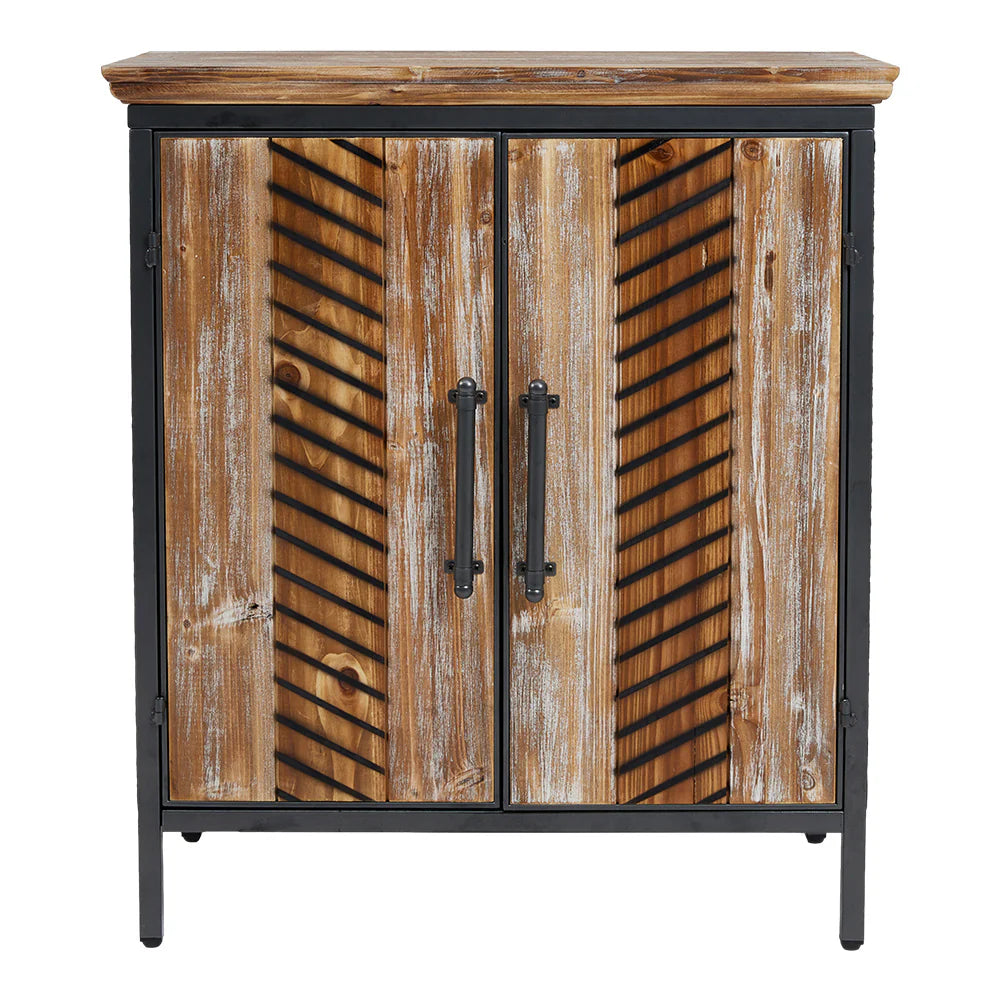 New 2 Door Wooden Storage Cabinet with Metal Frame