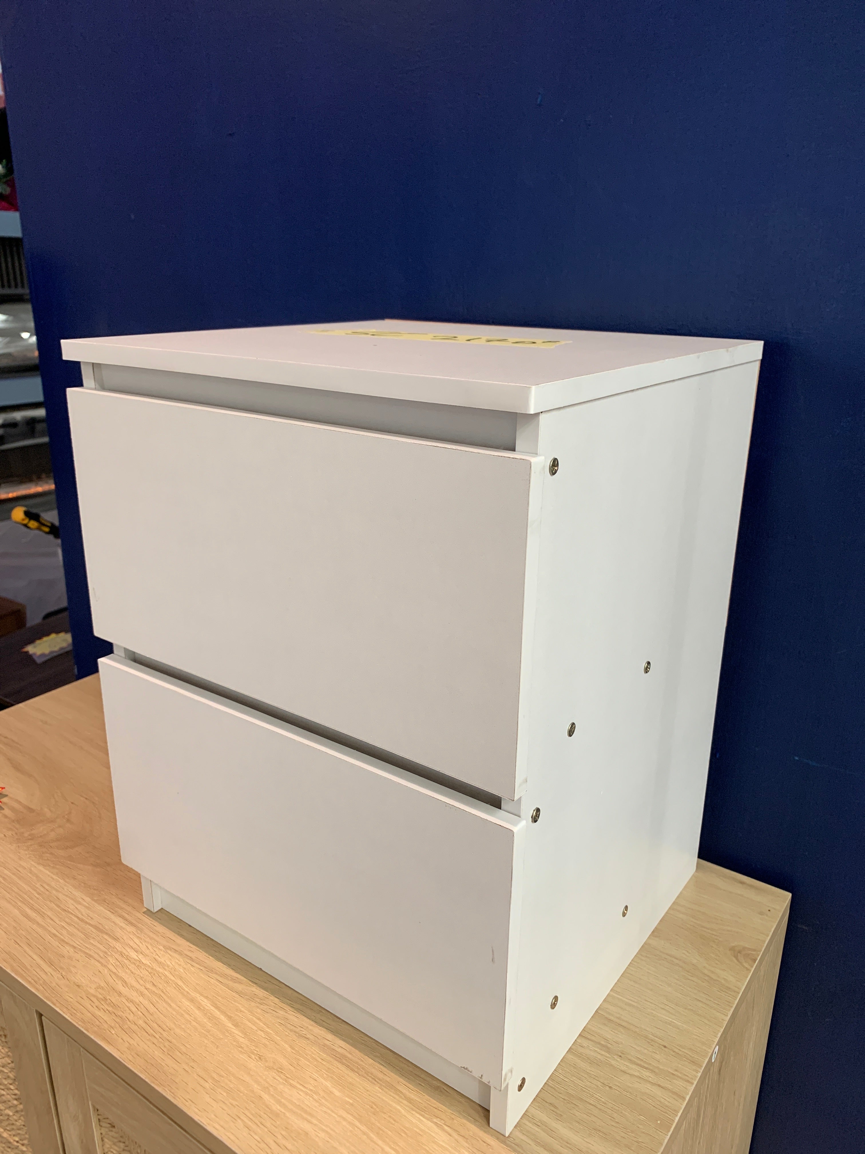 White Small Bedside Table Nightstand with 2 Drawers