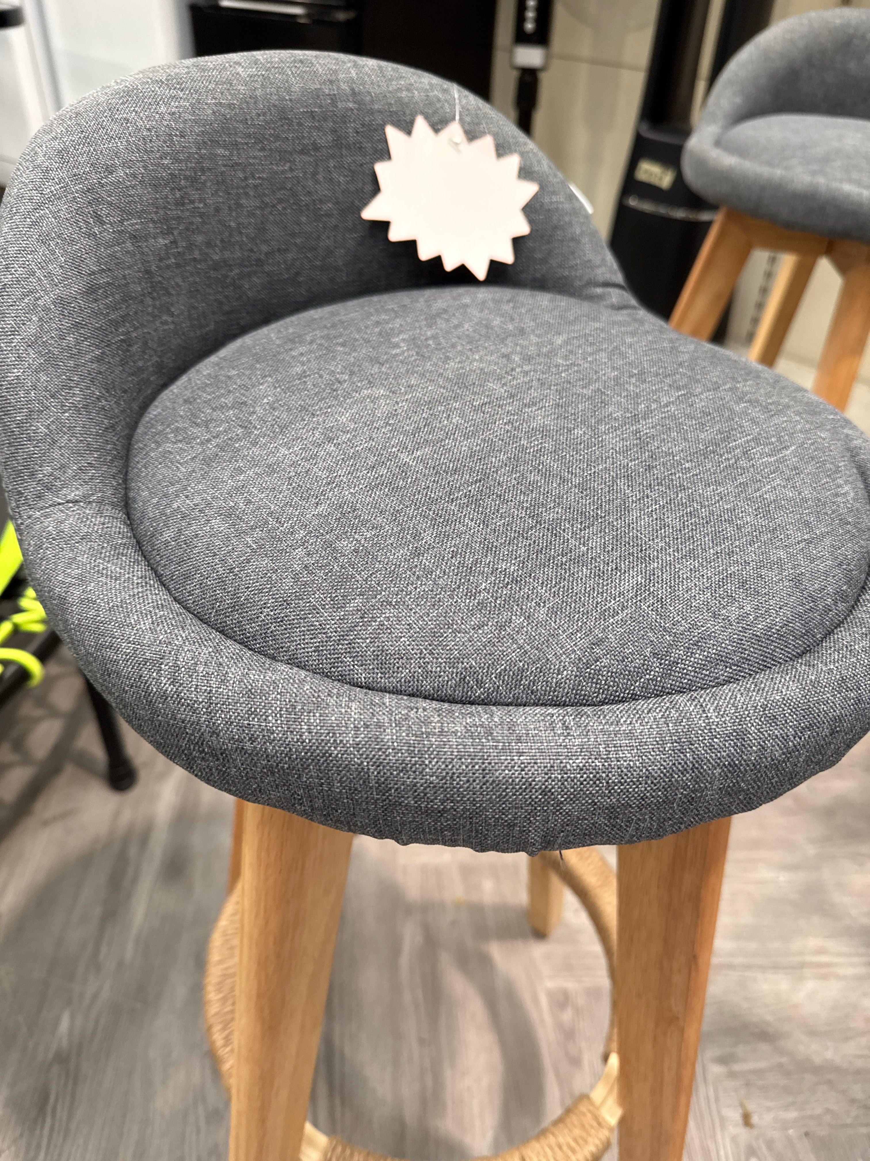 Grey Linen MIni Bar Stool 1PC