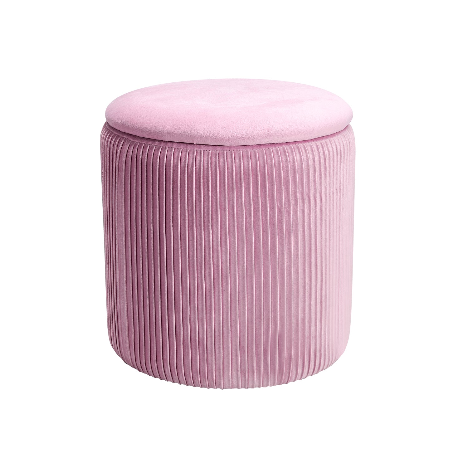 Modern Pleated Storage Ottoman Pink