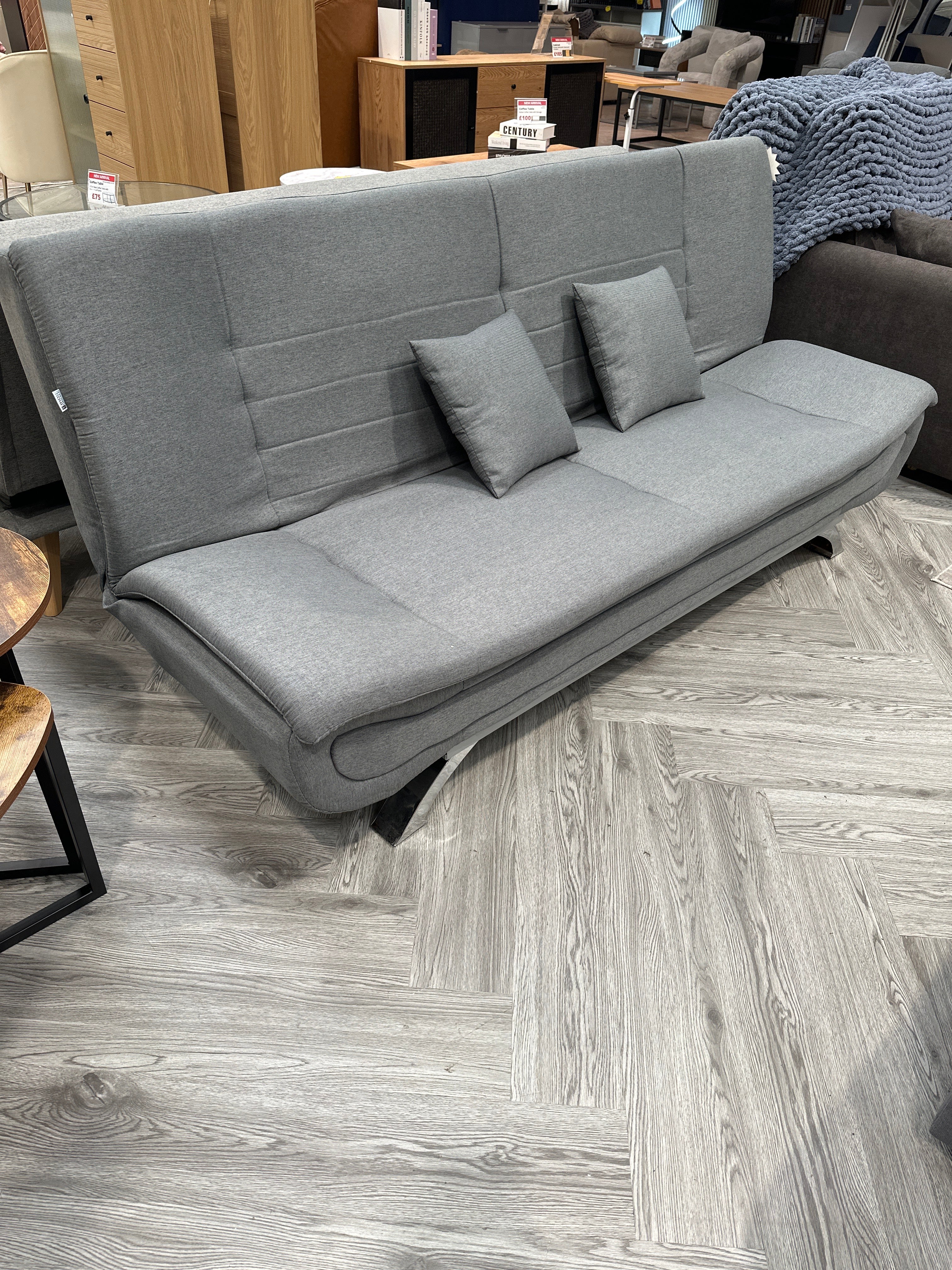 Linen Fabric 2 Seater Convertible Sofa Bed with Pillows