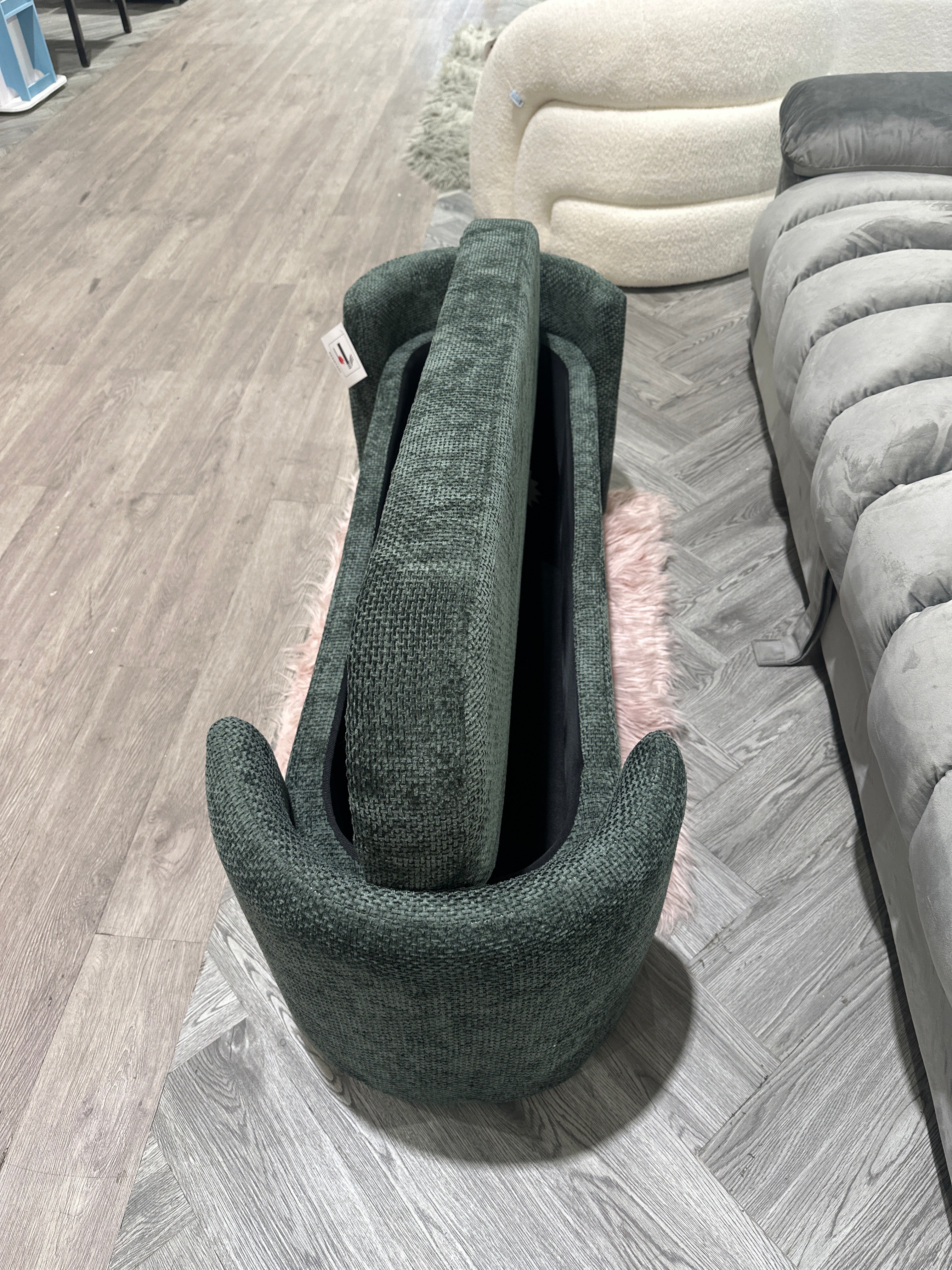 Chenille Upholstered Storage Bench Dark Green