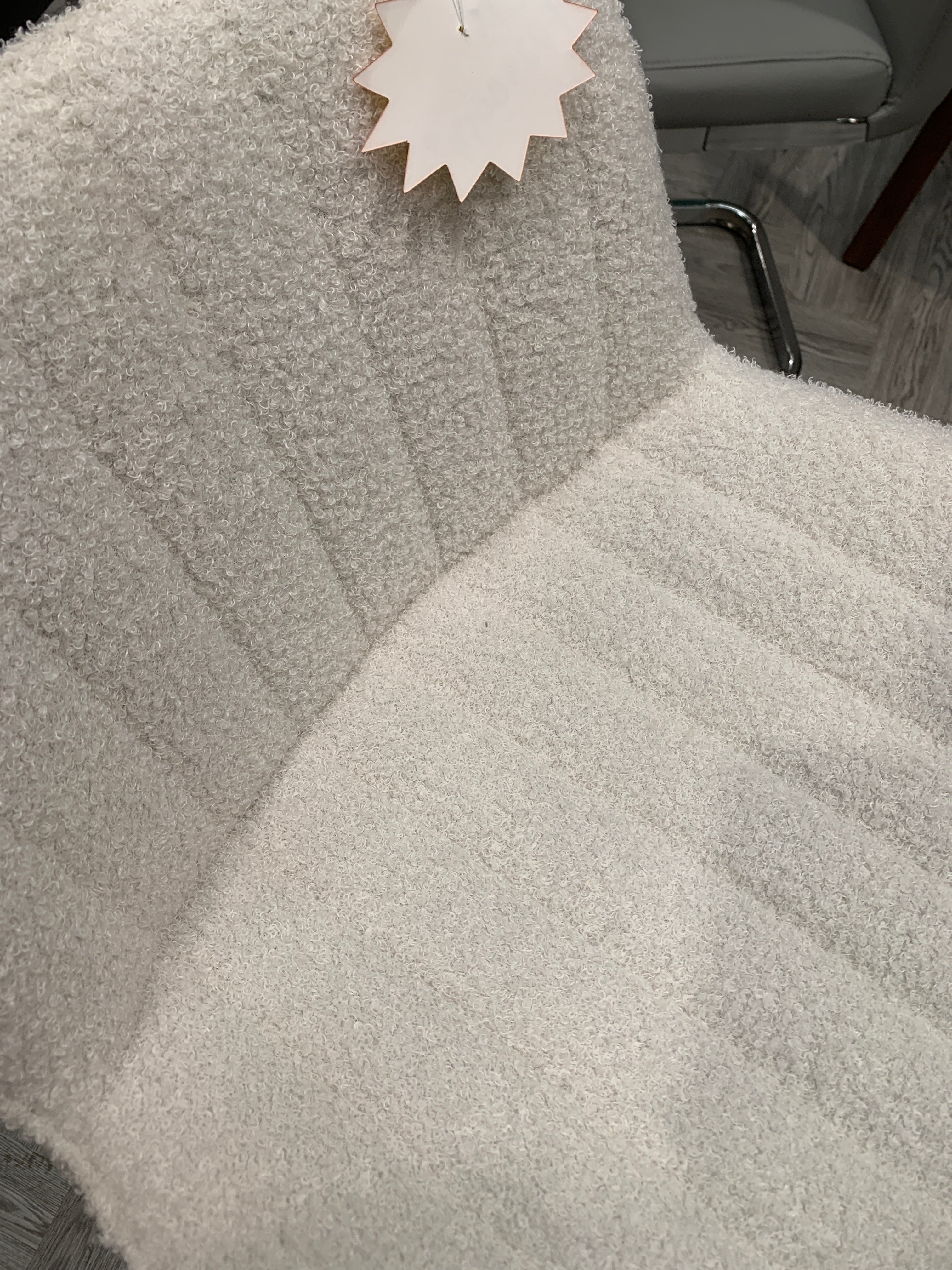 Sherpa Fleece Upholstered Bar Stool with Metal Legs White 1PC