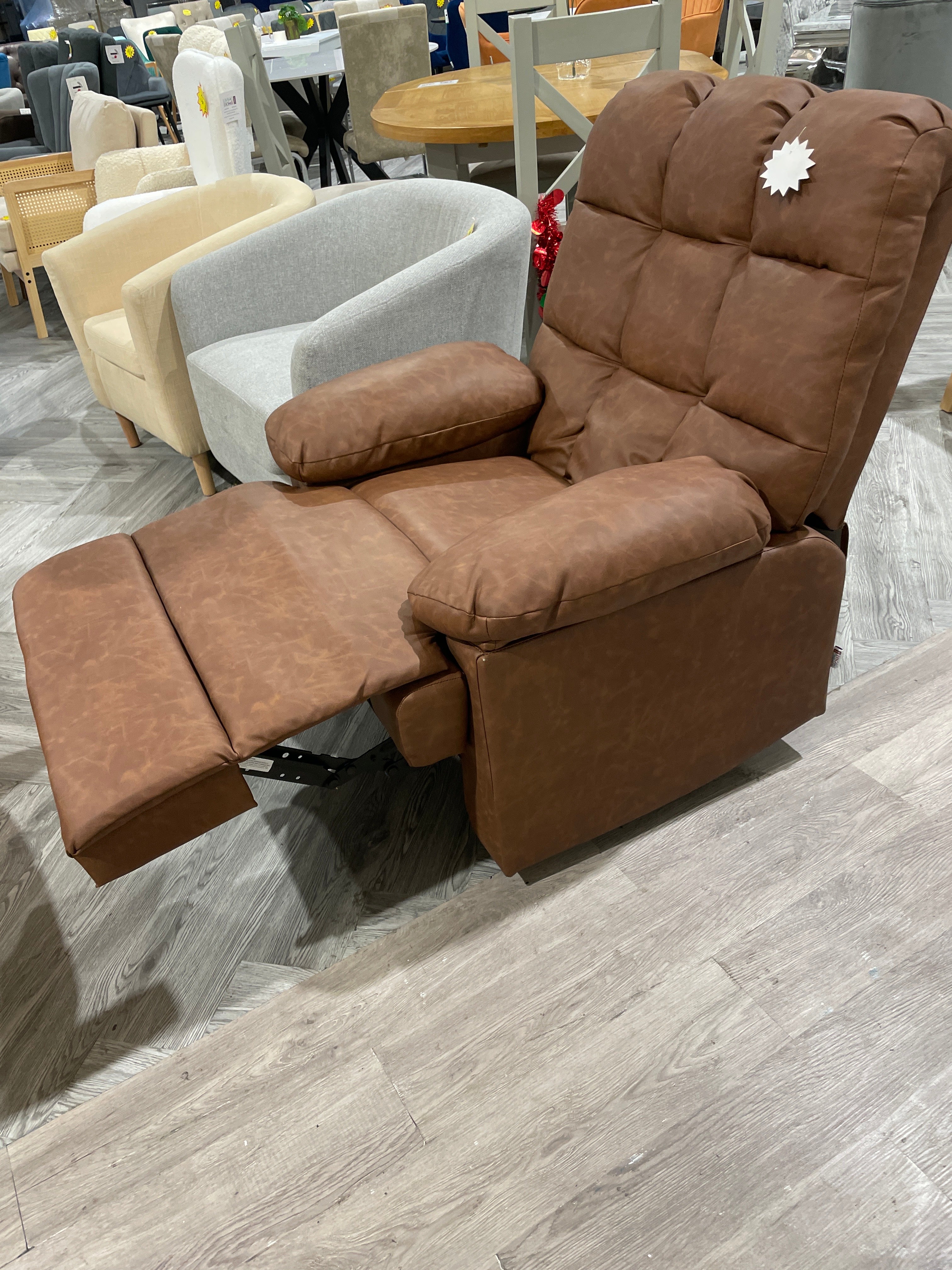 Faux Leather Upholstered Recliner Armchair Brown
