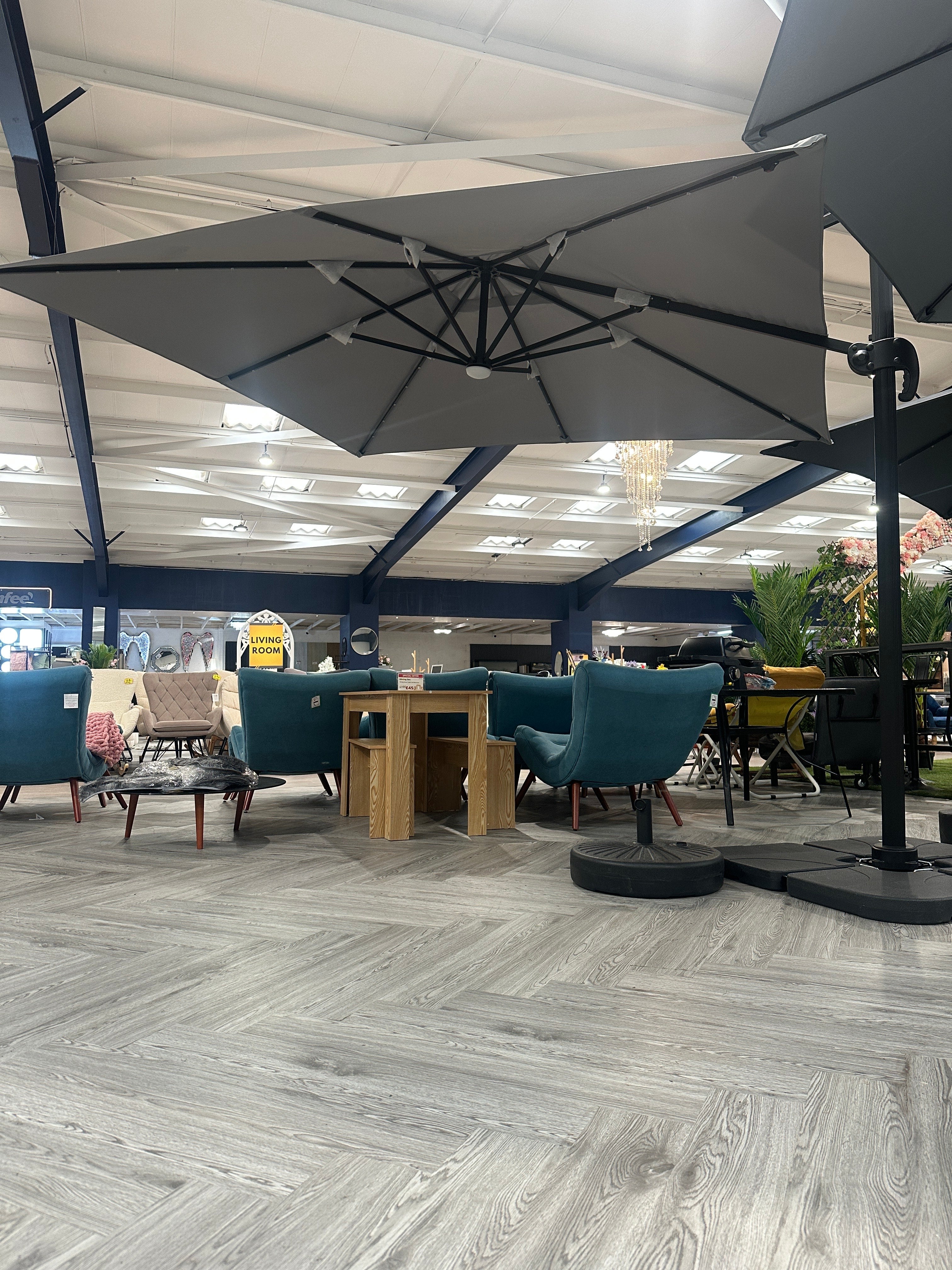 Square Cantilever Parasol with Solar-Powered LED Lights