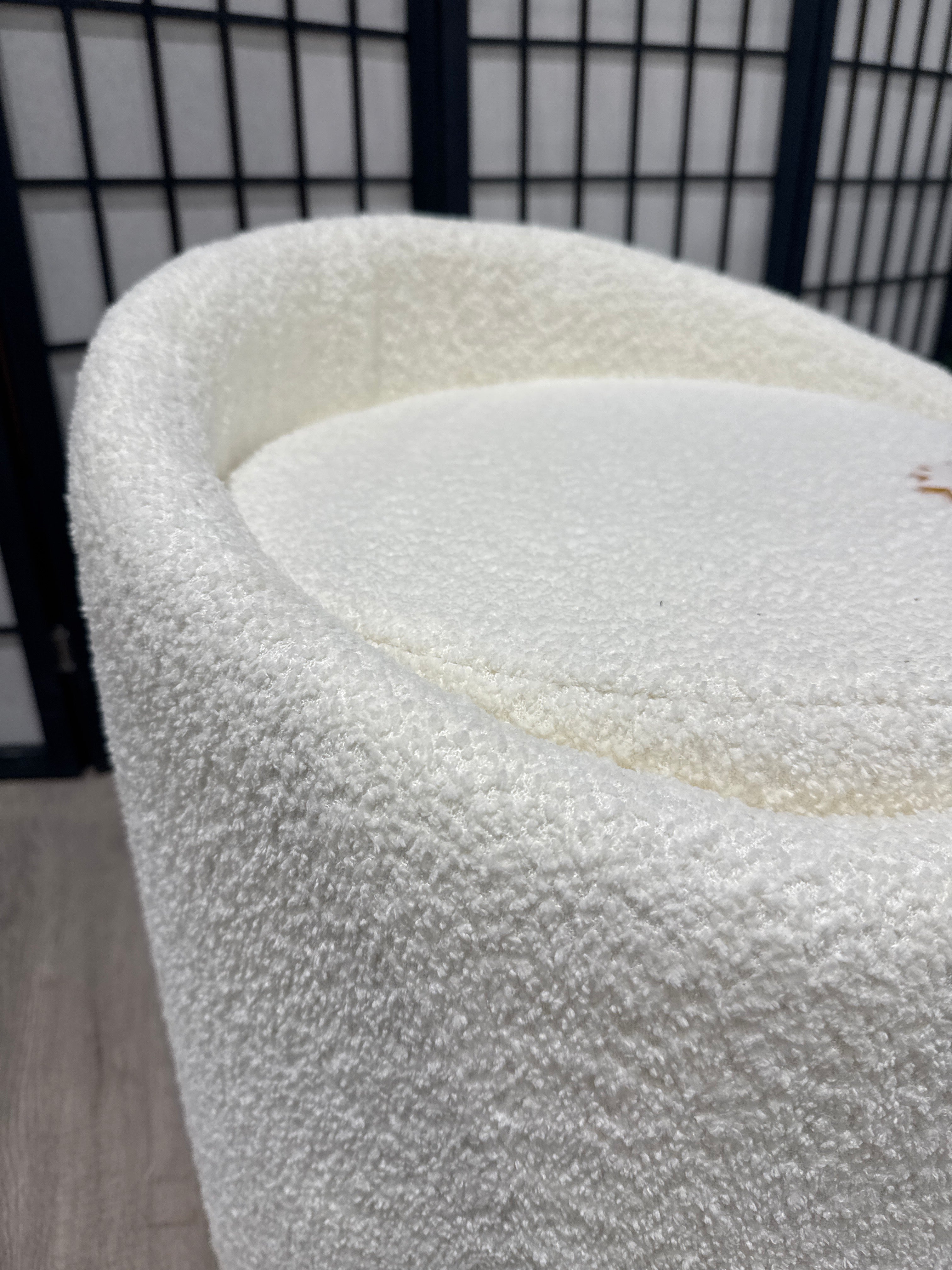 Teddy Upholstered Round Dressing Table Stool White