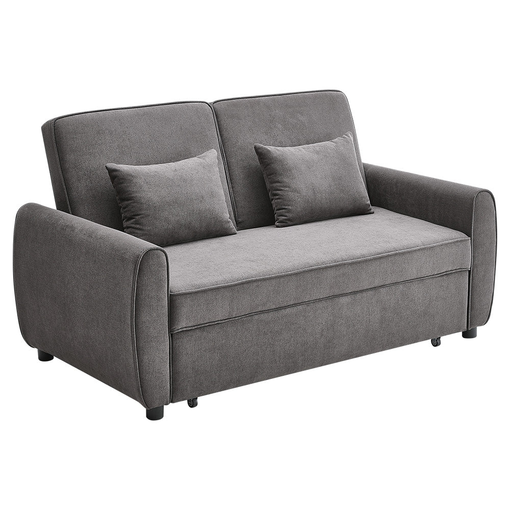 New Grey Linen Convertible Sofa Bed with 2 Cushions
