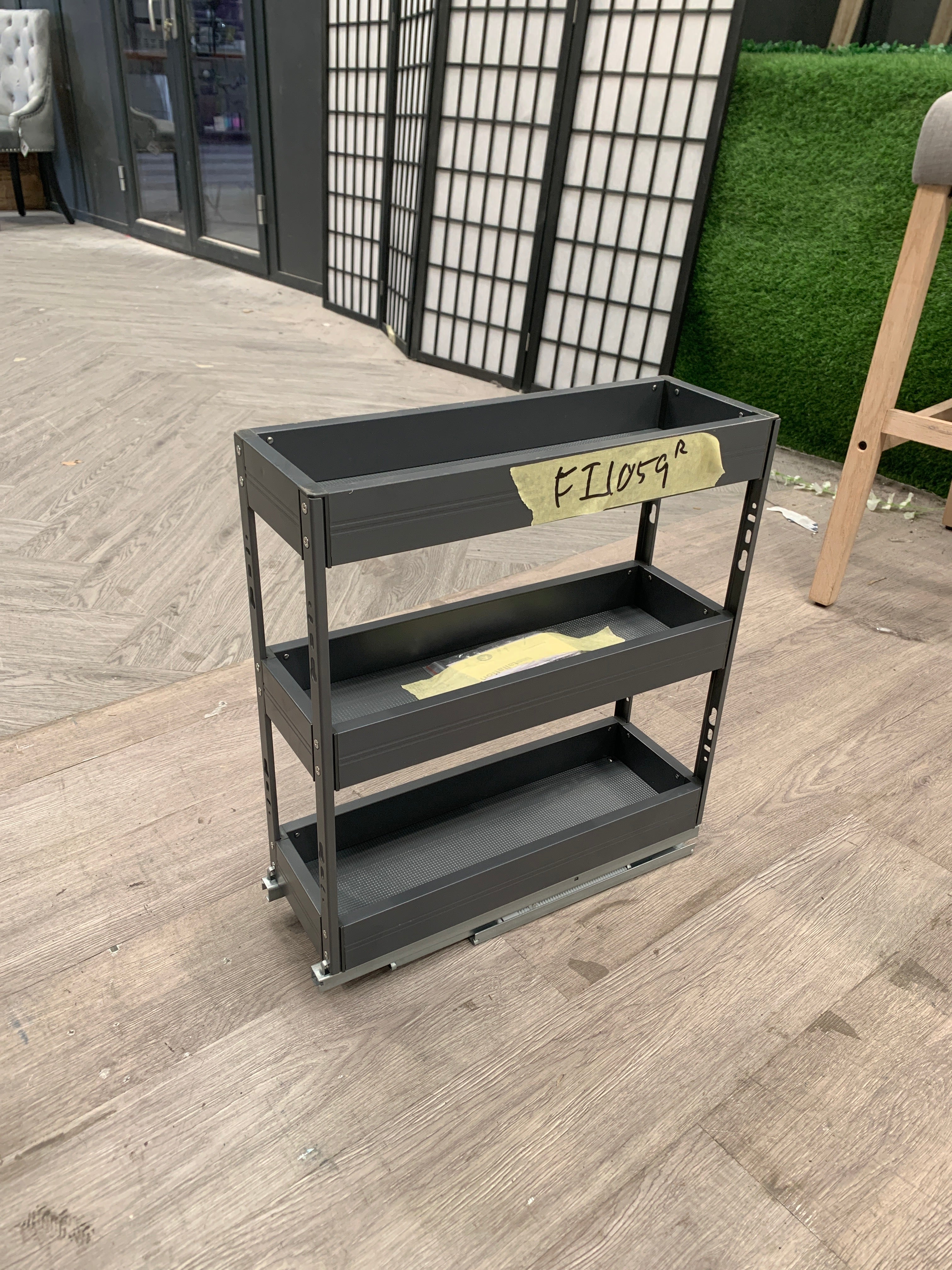 3 Tier Kitchen Cabinet Pull Out Aluminium Shelf Grey