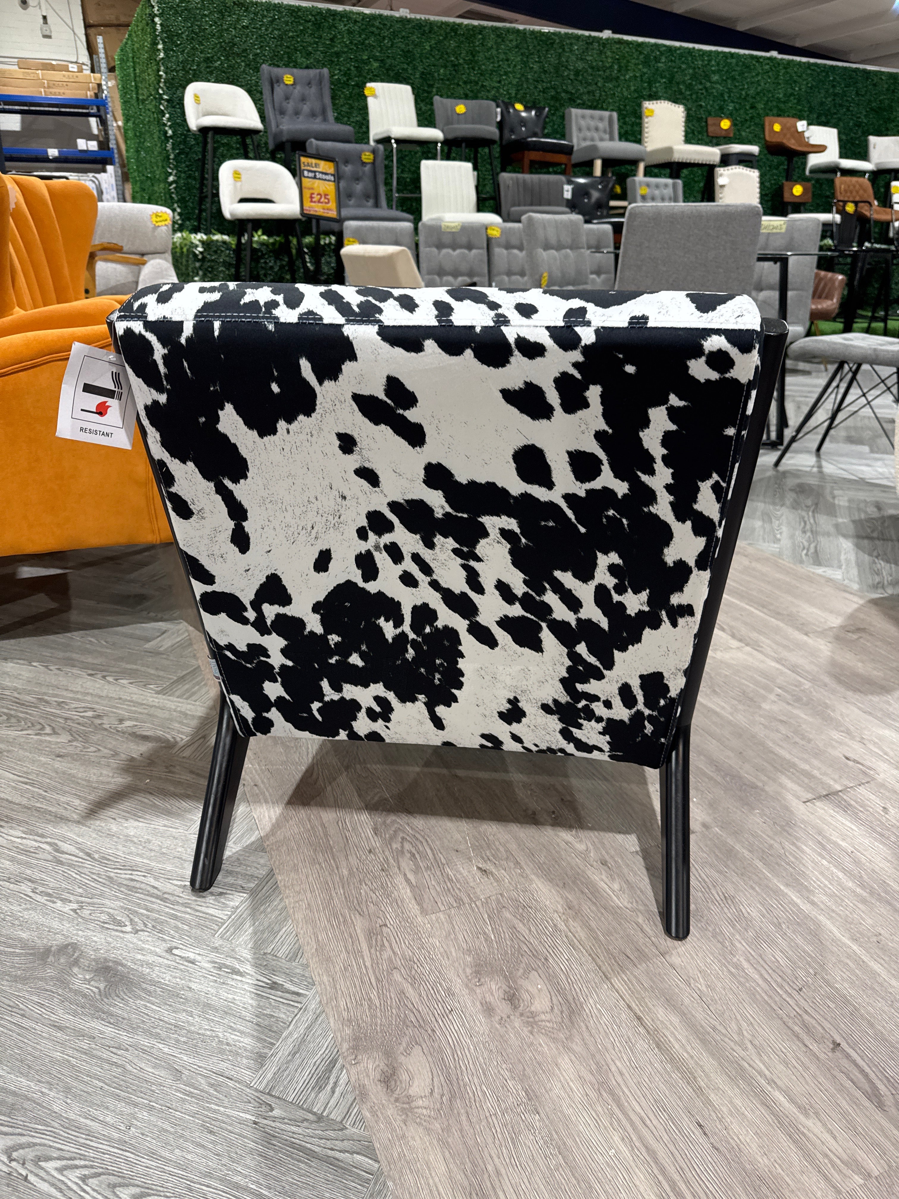 Cow Print Velvet Upholstered Armchair