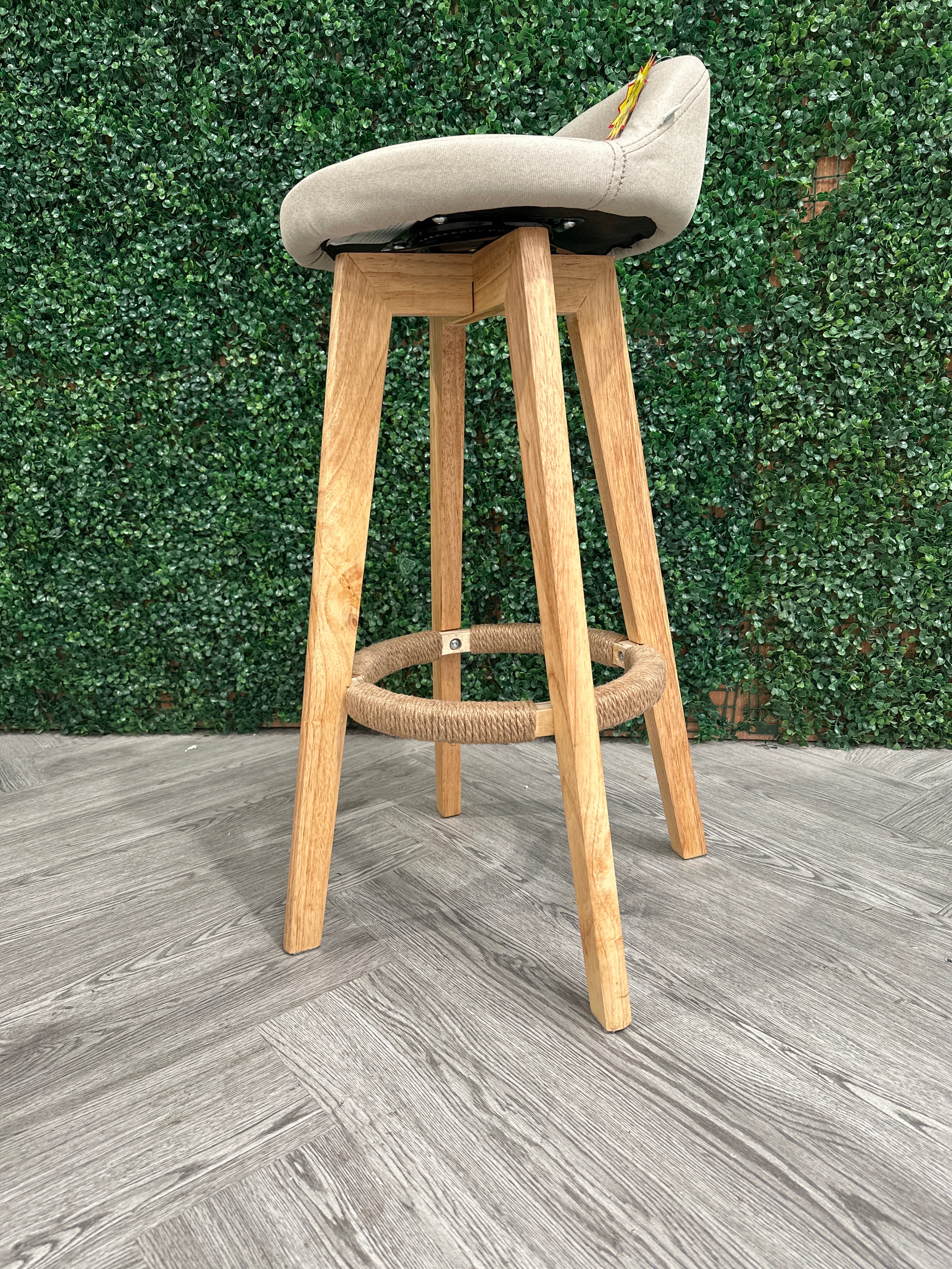 Beige Linen Mini Bar Stool 1PC