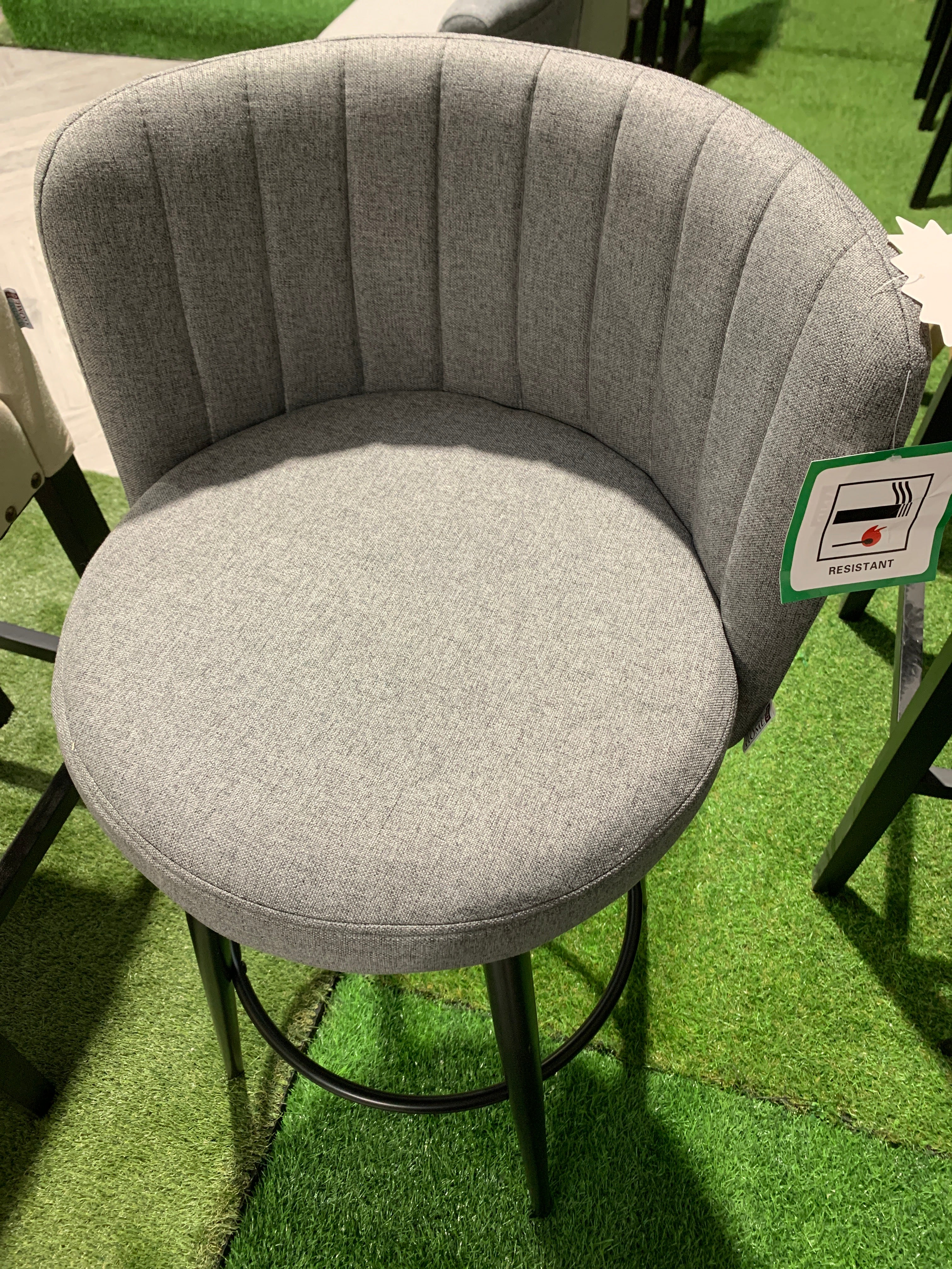 Dark Grey Premium Linen Upholstered Bar Stool 1PC