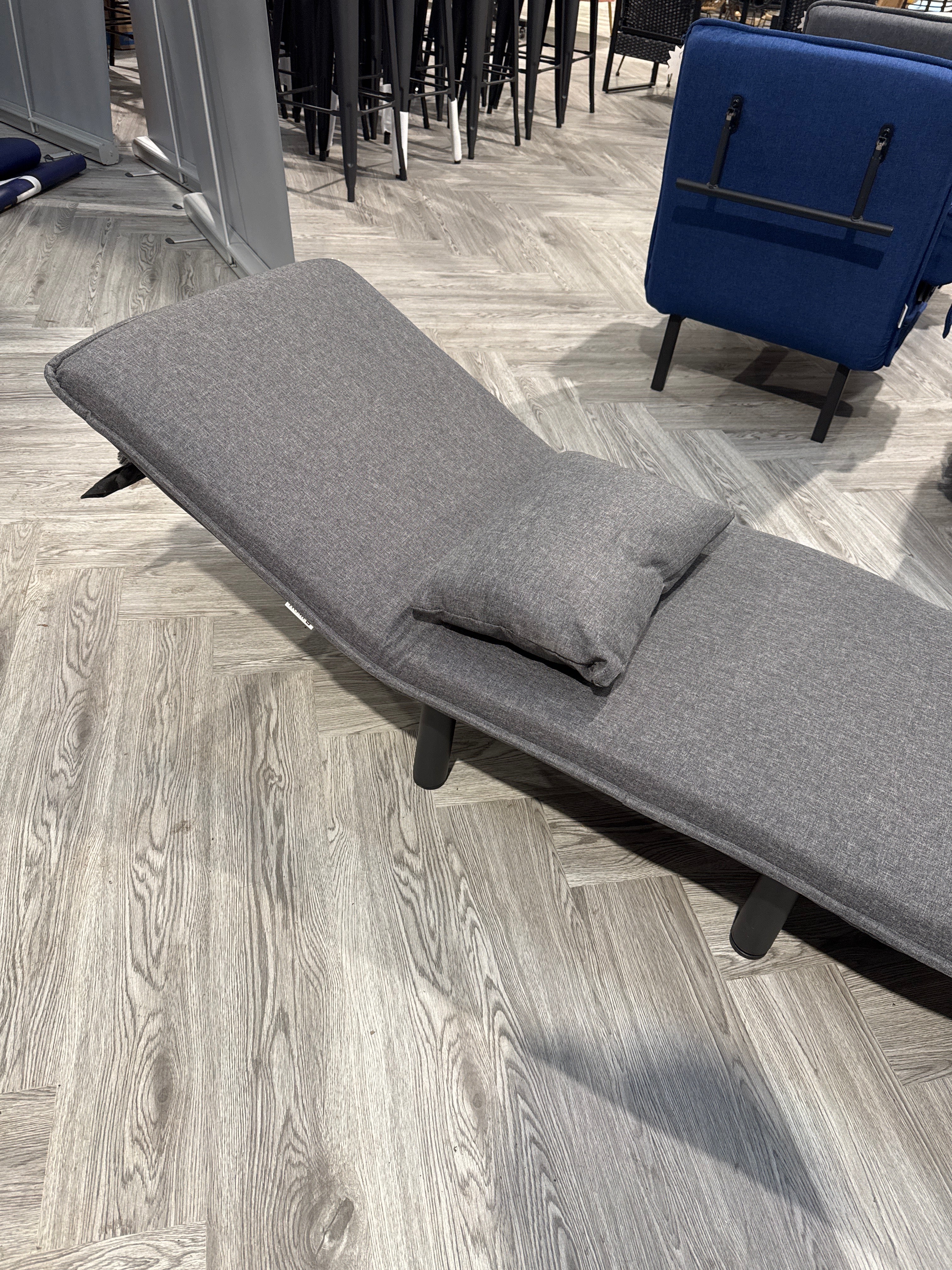 Grey 3 In 1 Armchair Recliner Lounge Single Bed with Pillow