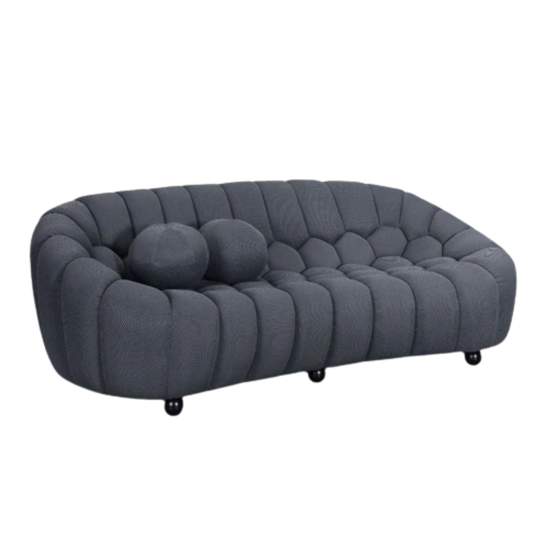 Bella 3 Seater Sofa with Round Cushions Grey