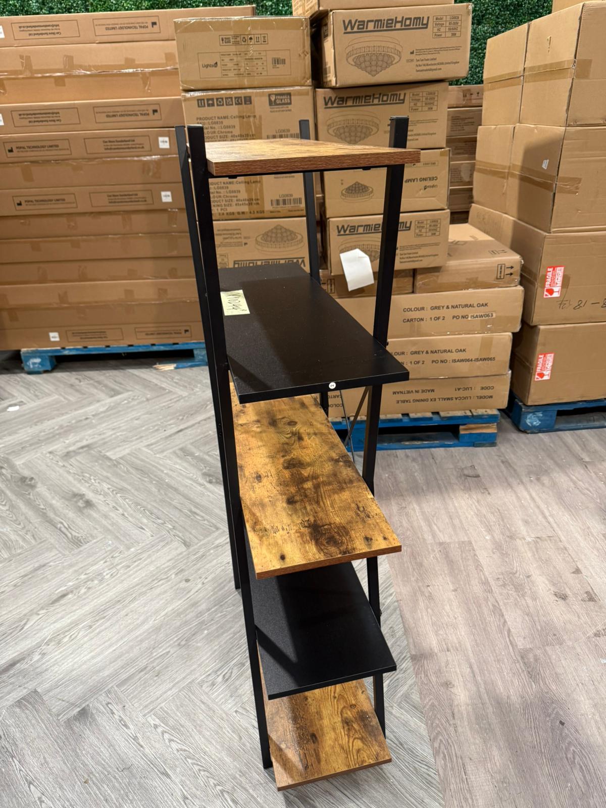 Industrial 5 Tier Open Storage Rack with Metal Frame Brown and Black