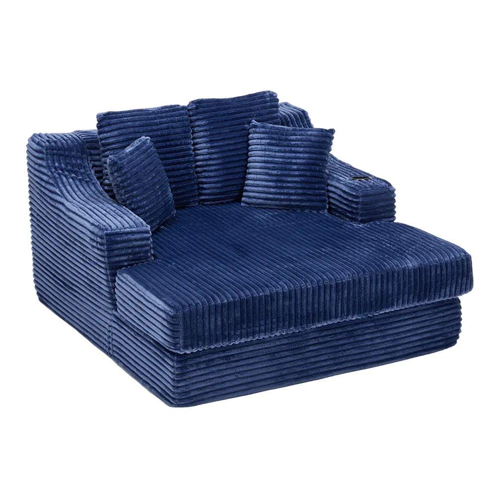 New Corduroy Upholstered Chaise Lounge Sofa Bed Blue