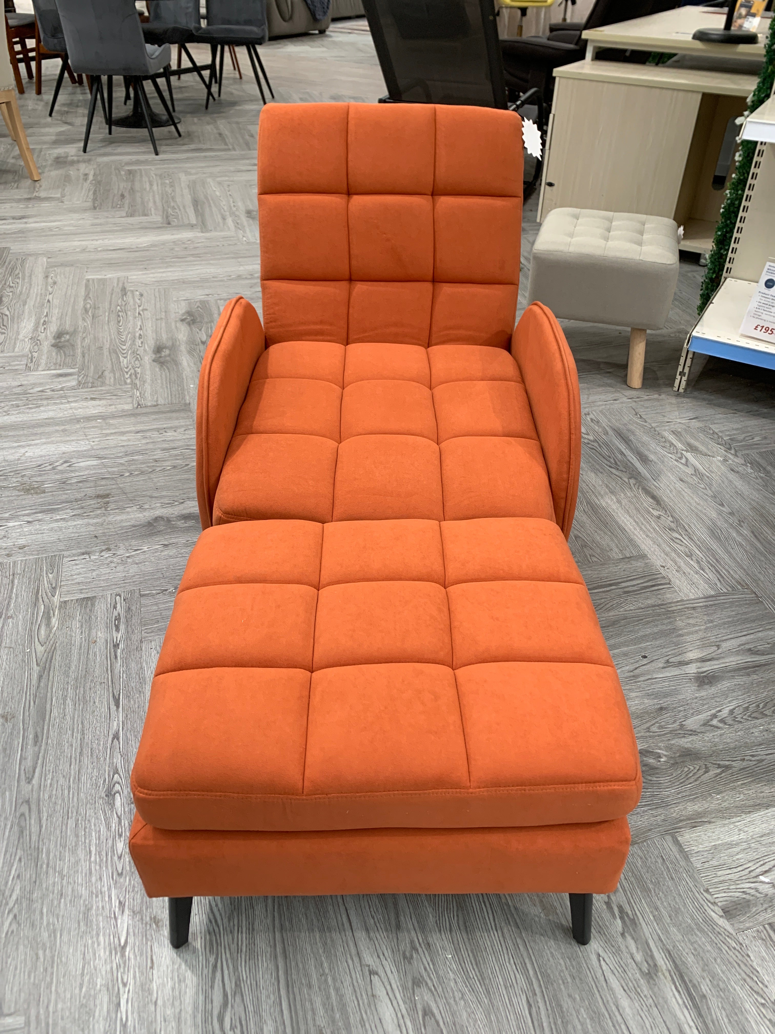 Orange Leisure Recliner with Footstool Metal Legs