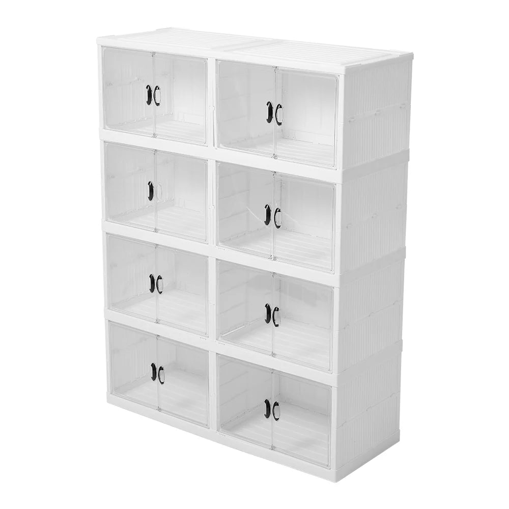 New 4 Tier Foldable Storage Box with Magnetic Doors White