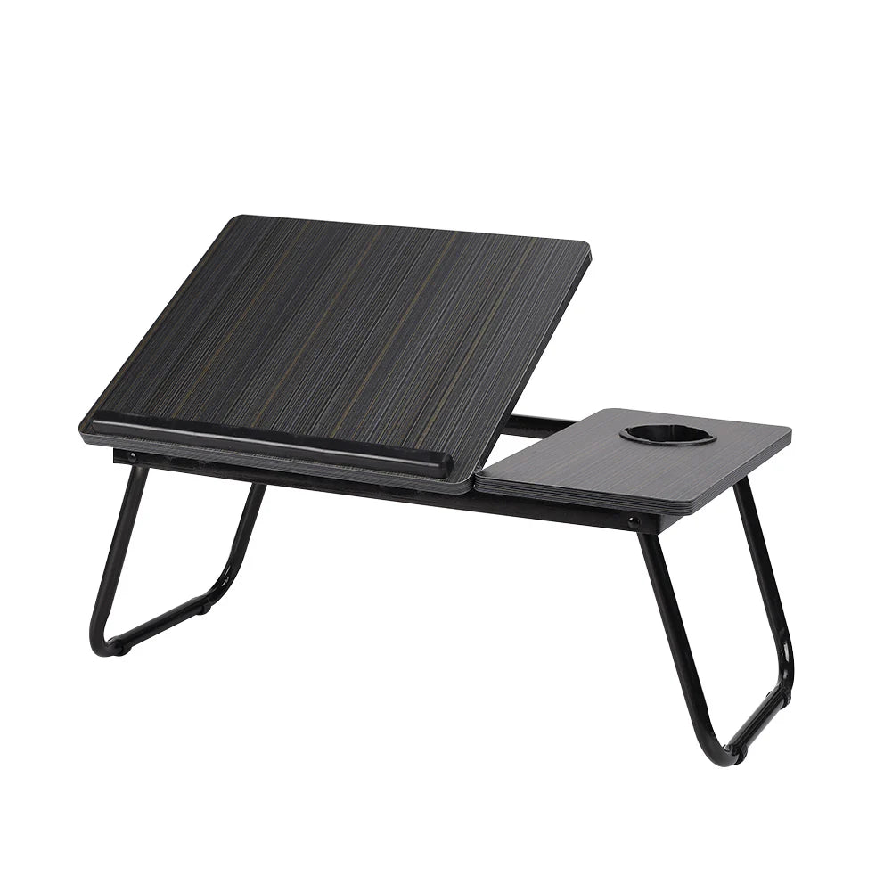 Adjustable Laptop Bed Desk with Cup Holder Black