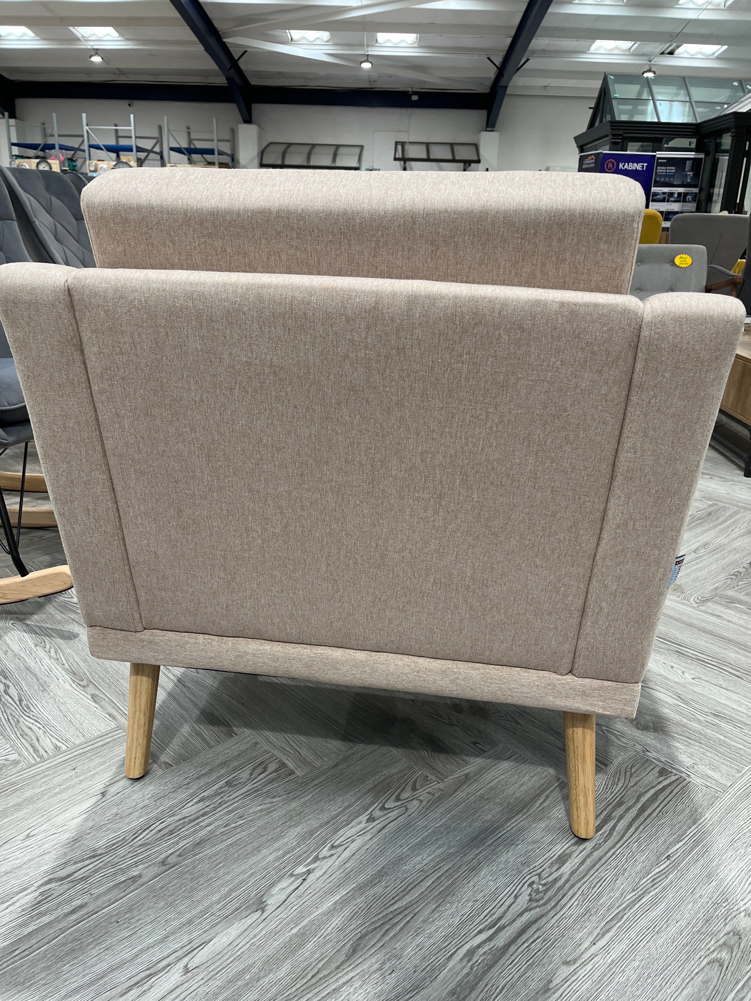 Linen Upholstered Padded Armchair Beige