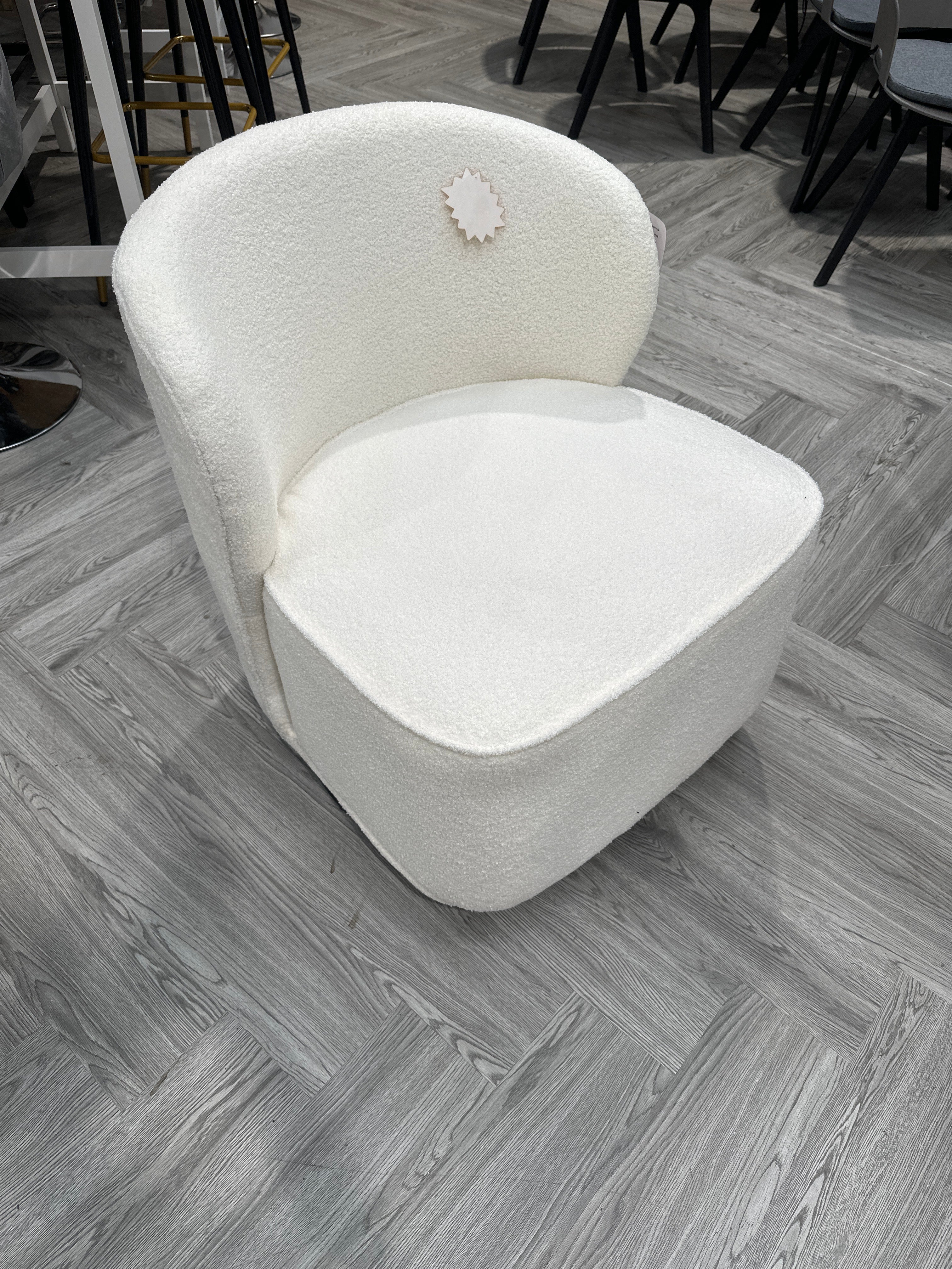 Modern White Chic Upholstered Swivel Chair
