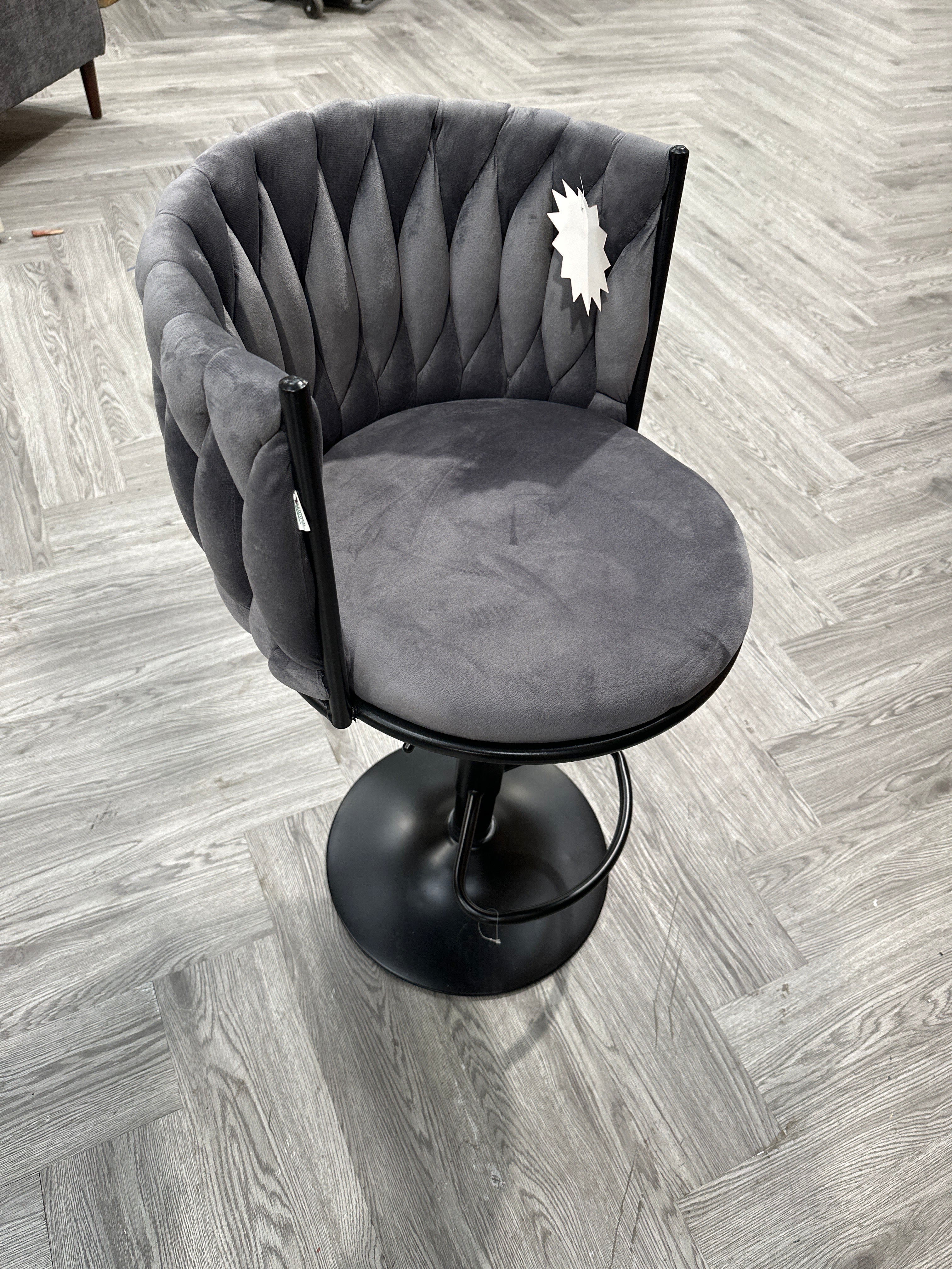 Height Adjustable Tufted Velvet Upholstered Bar Stool with Footrest 1PC