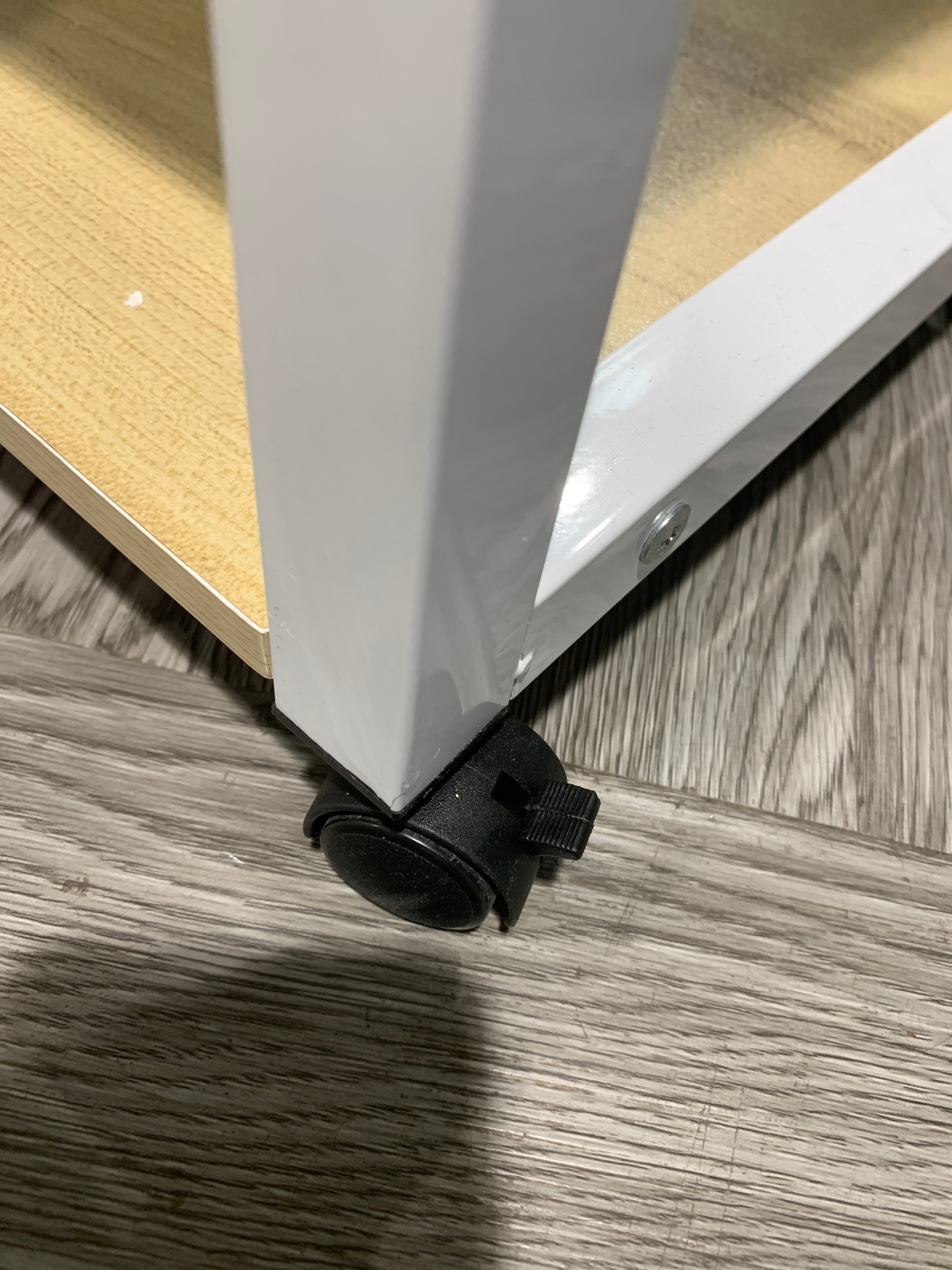 Height Adjustable Mobile Table with 2 Side Shelves Overbed table