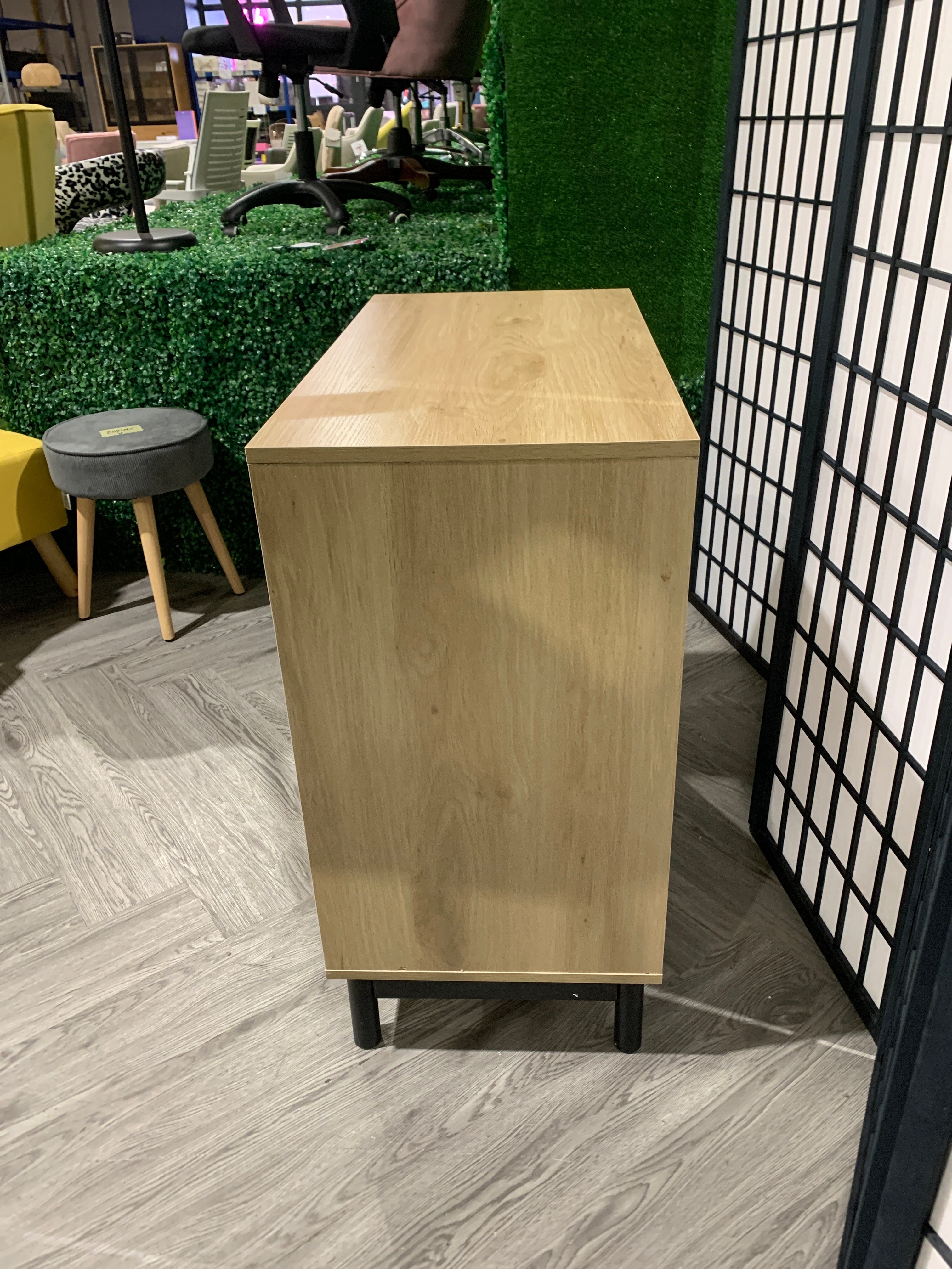 Rustic Wooden Sideboard with Woven Doors Natural Colour