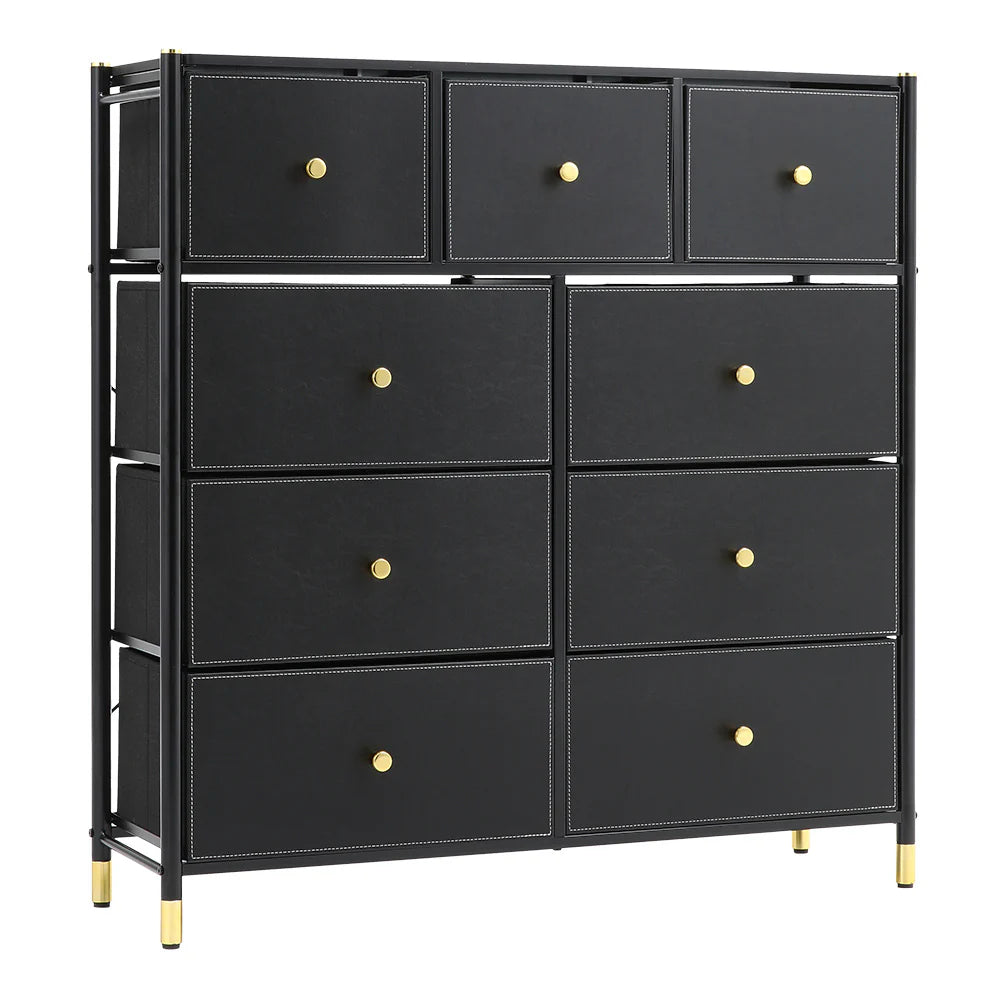 New 9 Drawer Plastic Storage Cabinet with Metal Frame Black