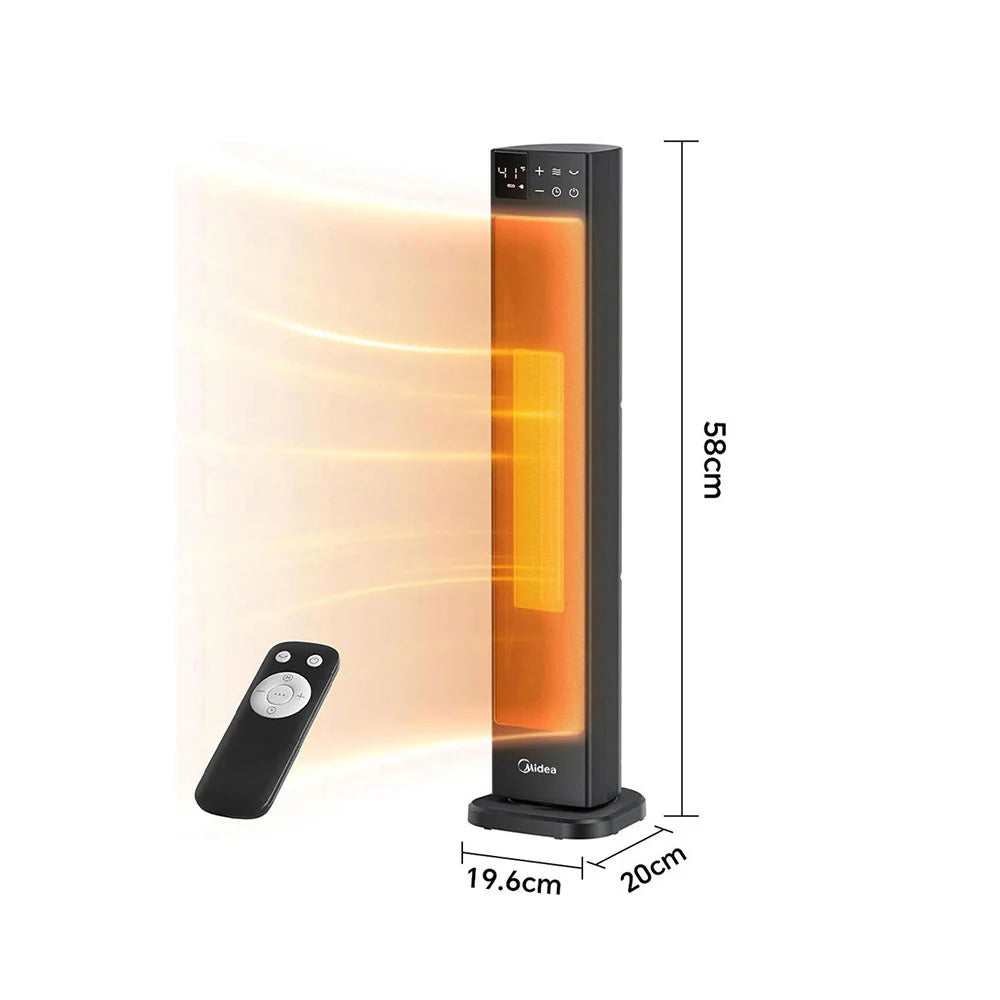 New Midea 2000W Electric Heater with Remote Control Black 58cm