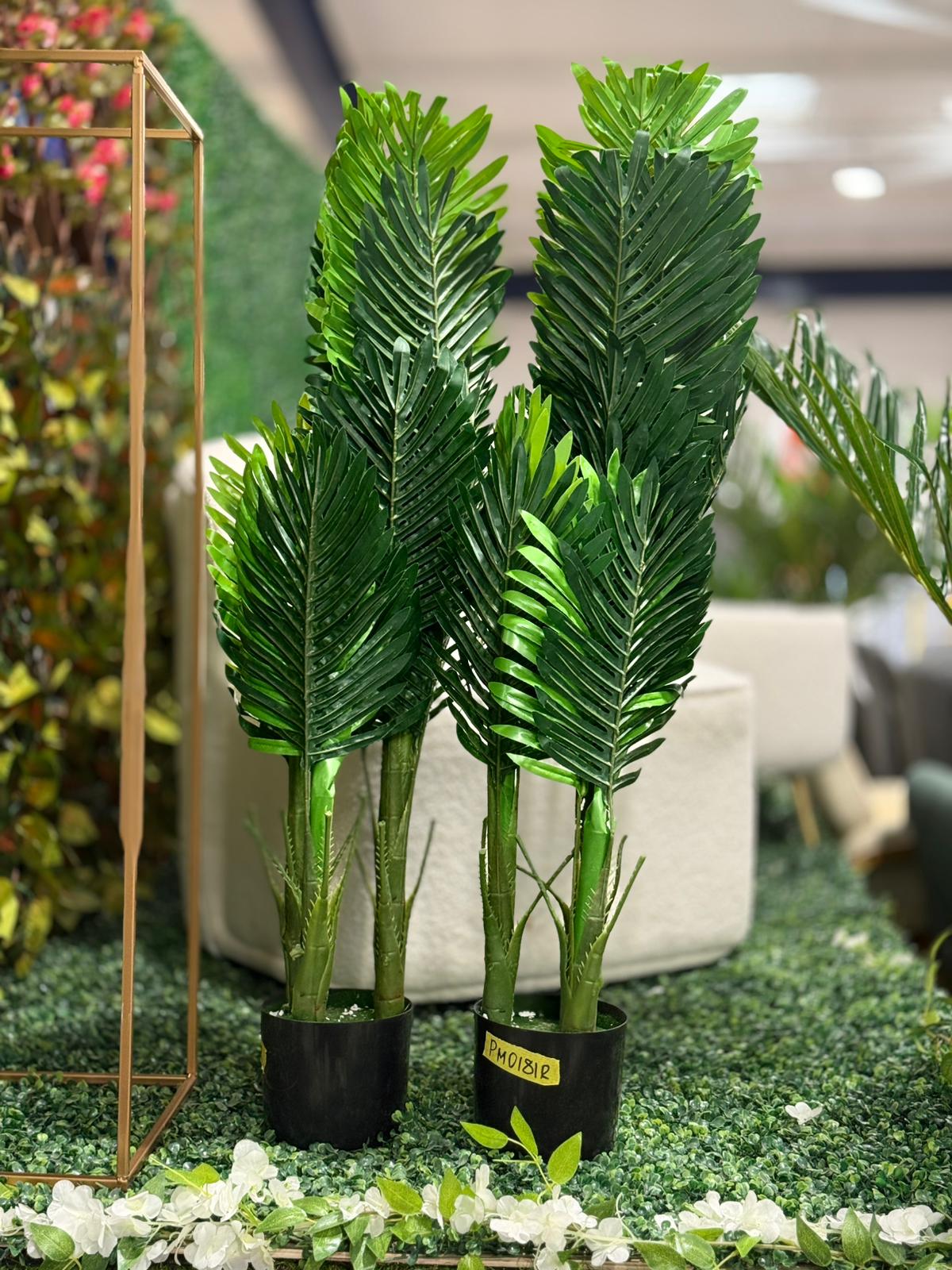 Set of 2 Artificial Potted Tropical Palm Trees 100cm H