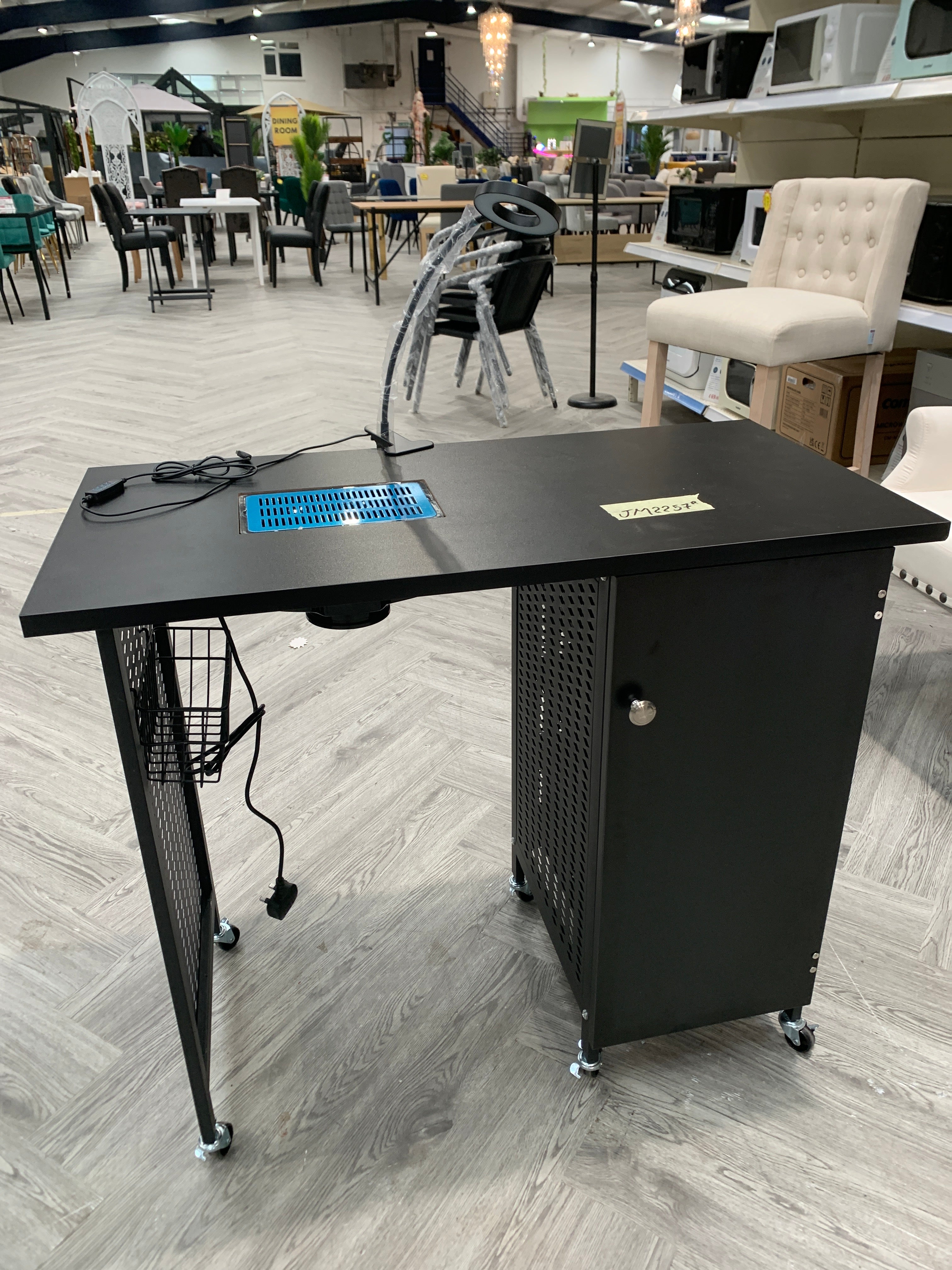 Black Manicure Nail Table on Wheels