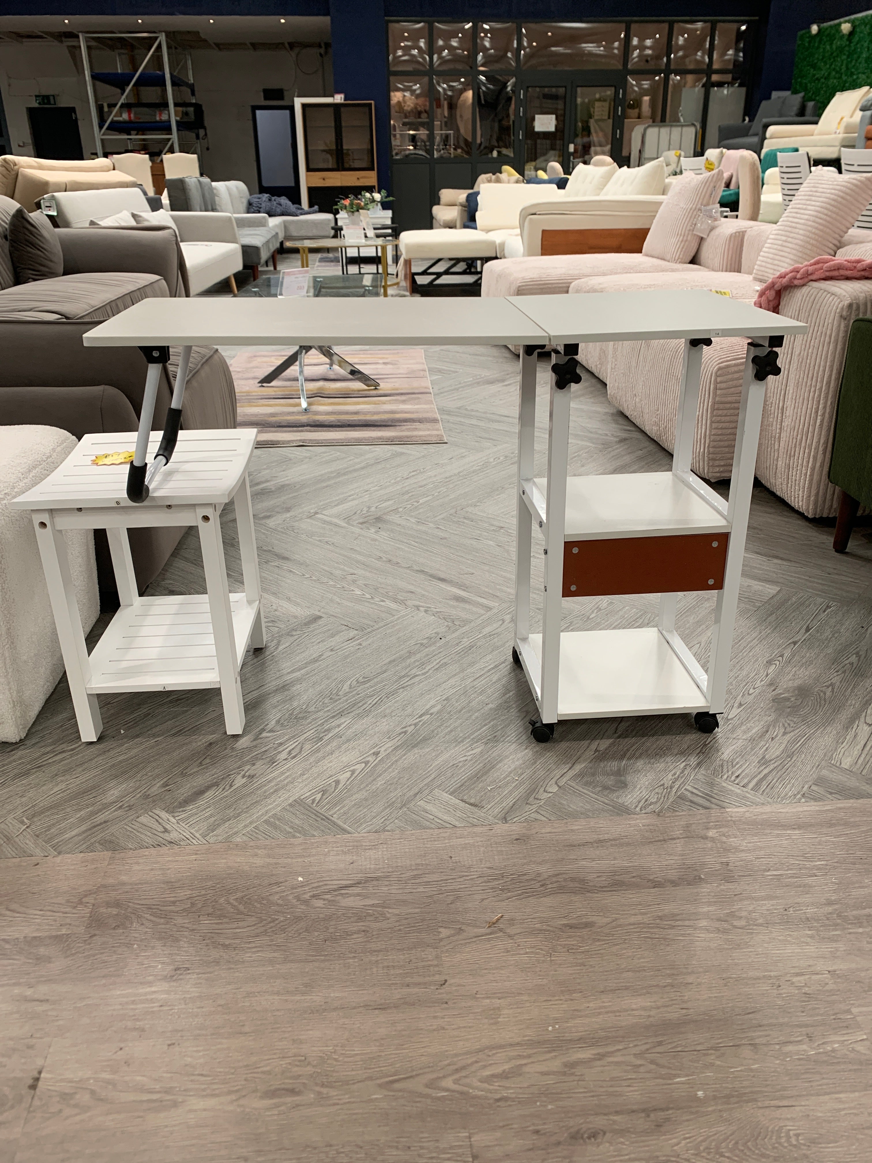 Height Adjustable Mobile Table White