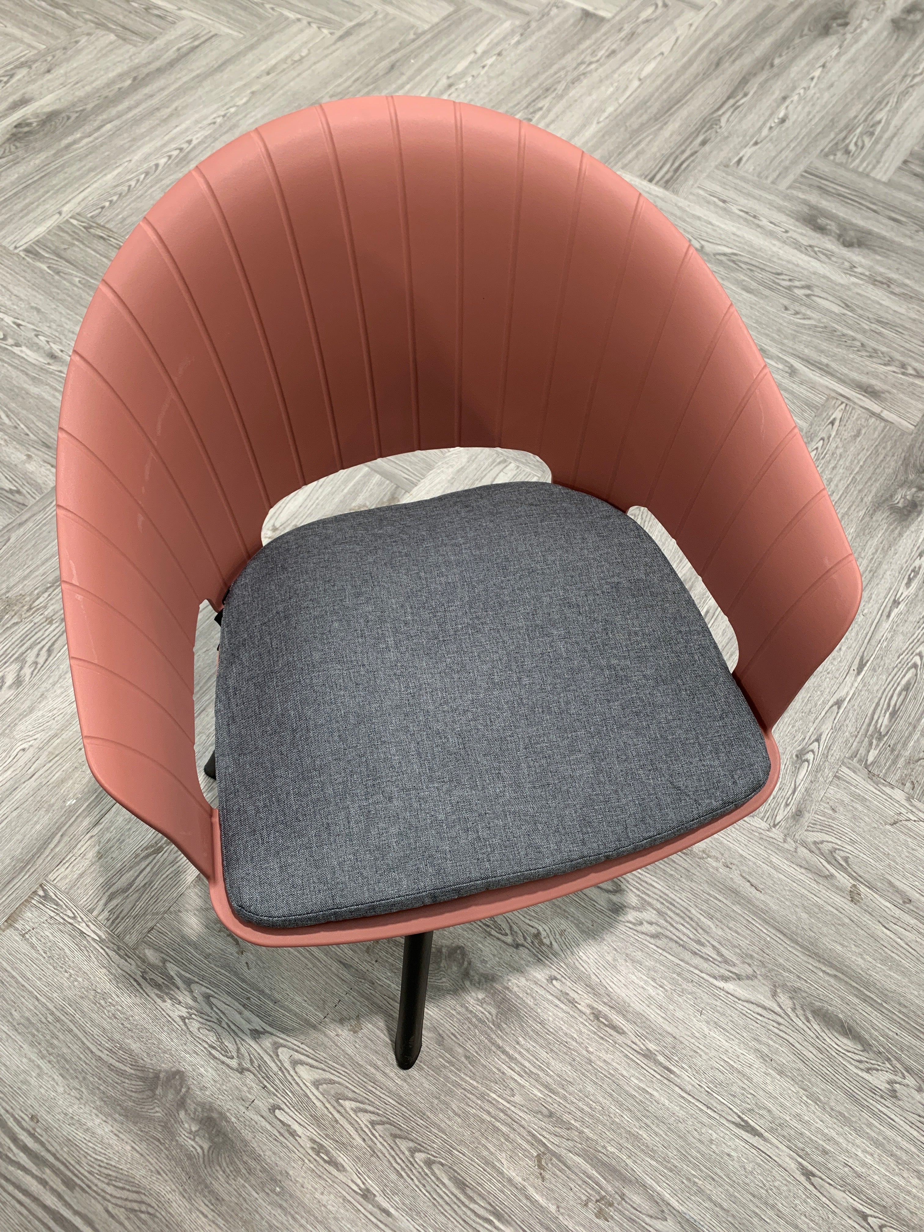 Stylish Pink Plastic Chair with Grey Cushion 1PC