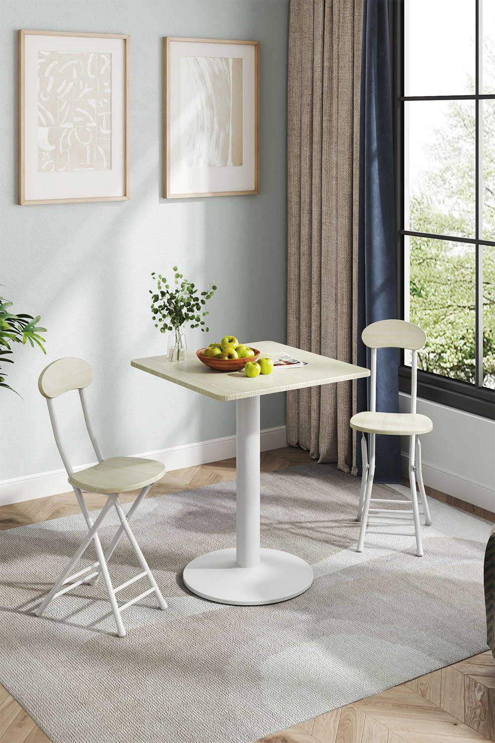 New White Square Cafe Table with Metal Base