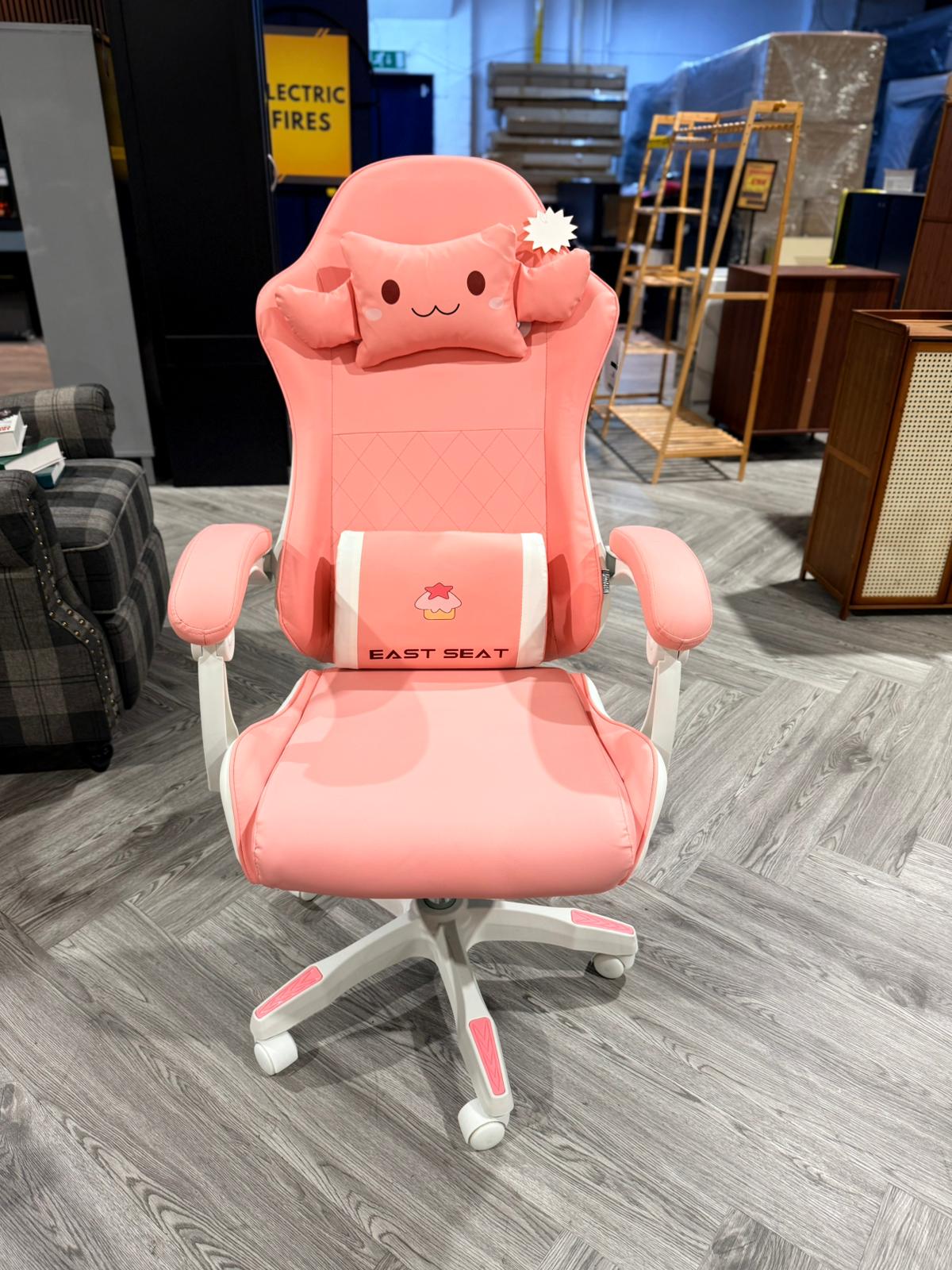 High Back Gaming Chair with Cushion headrest and Armrest Pink