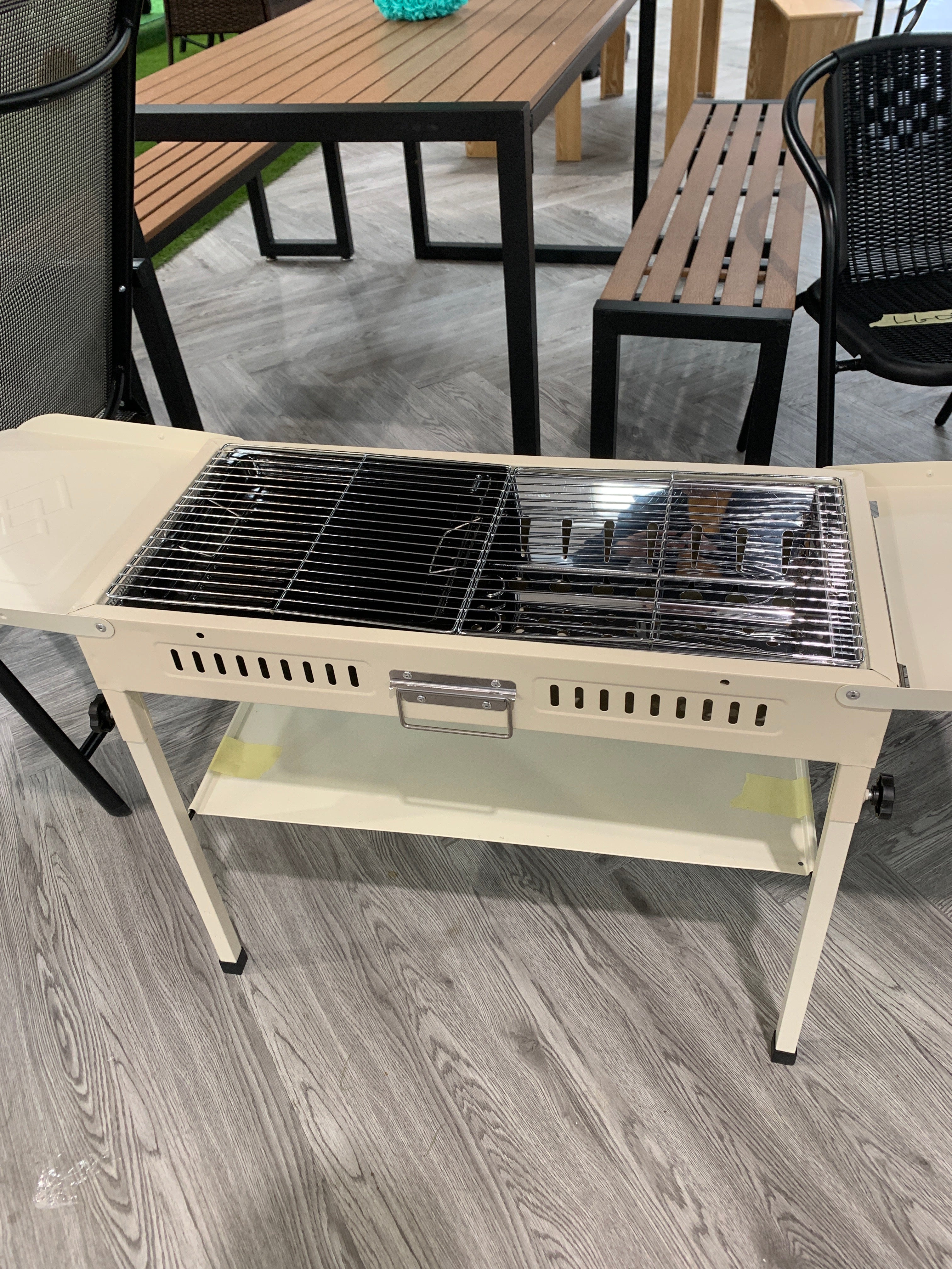 Outdoor Portable Charcoal Barbecue Grill Beige