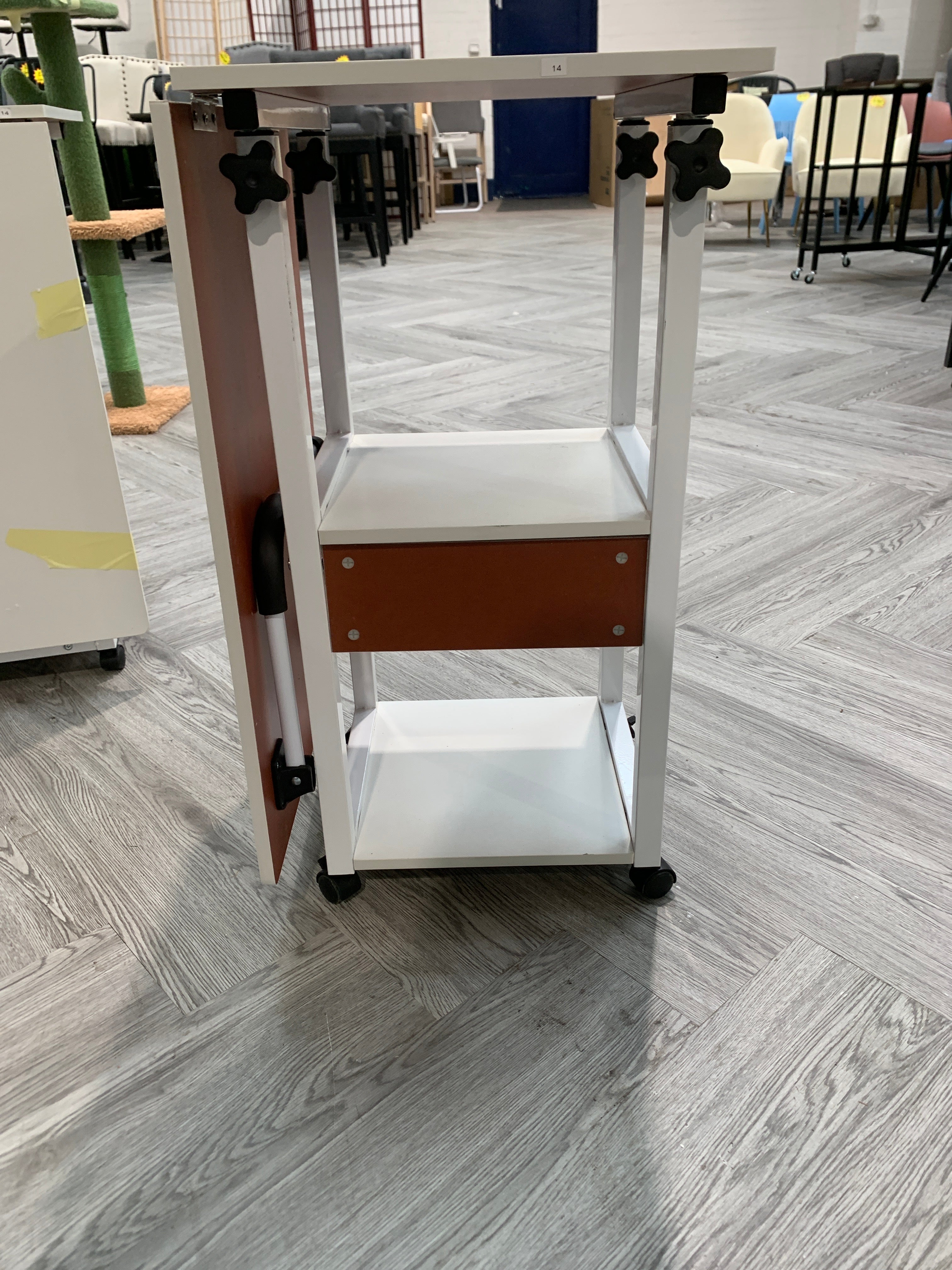 Height Adjustable Mobile Table White