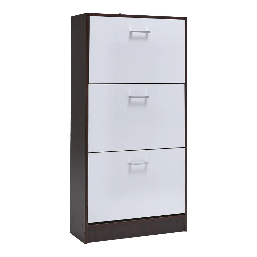 New Wooden Shoe Rack Drawer with 3 Layer Dump Shoes Shelves White