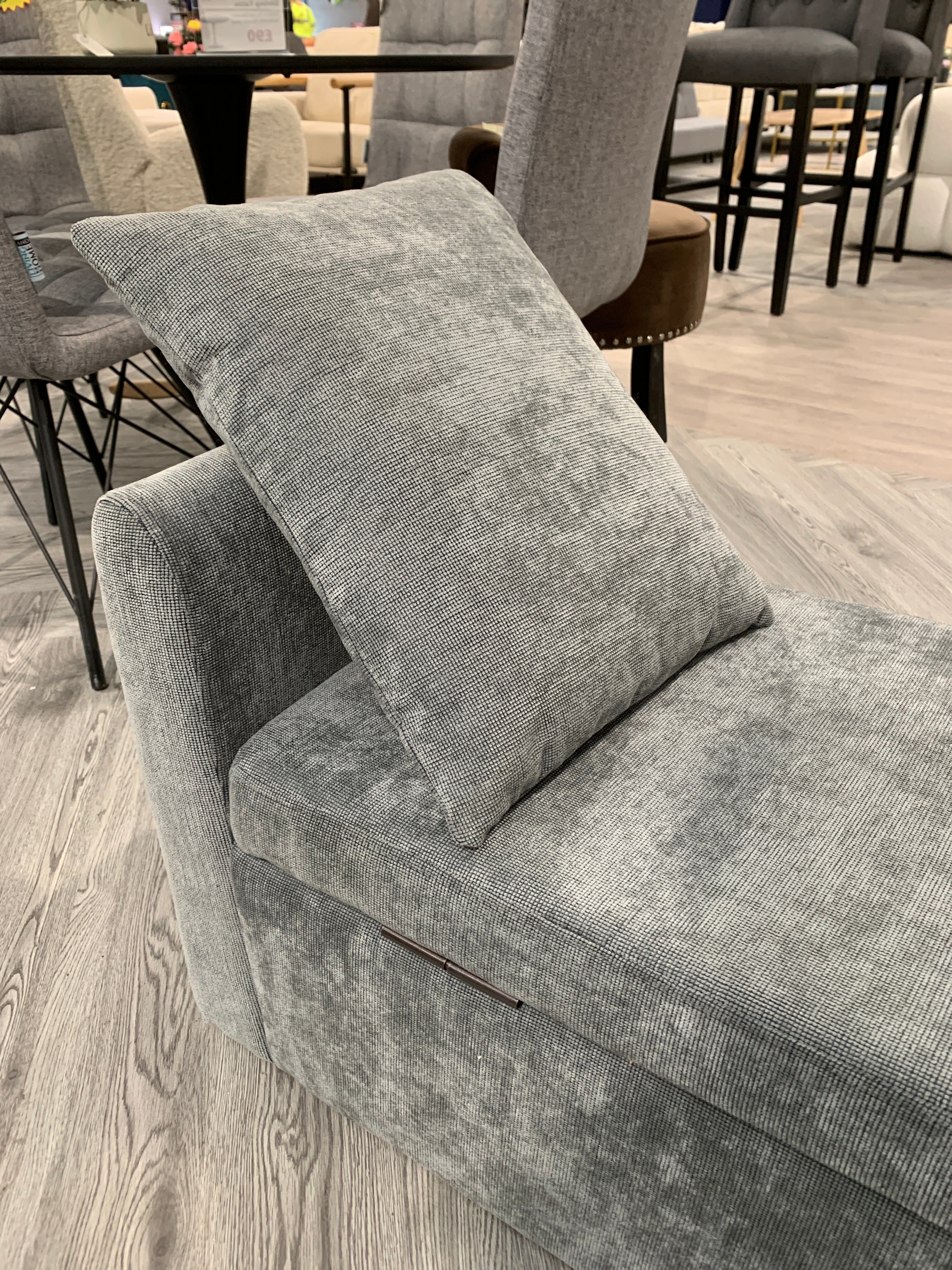 Chenille Upholstered Storage Bench with 2 Pillows Grey