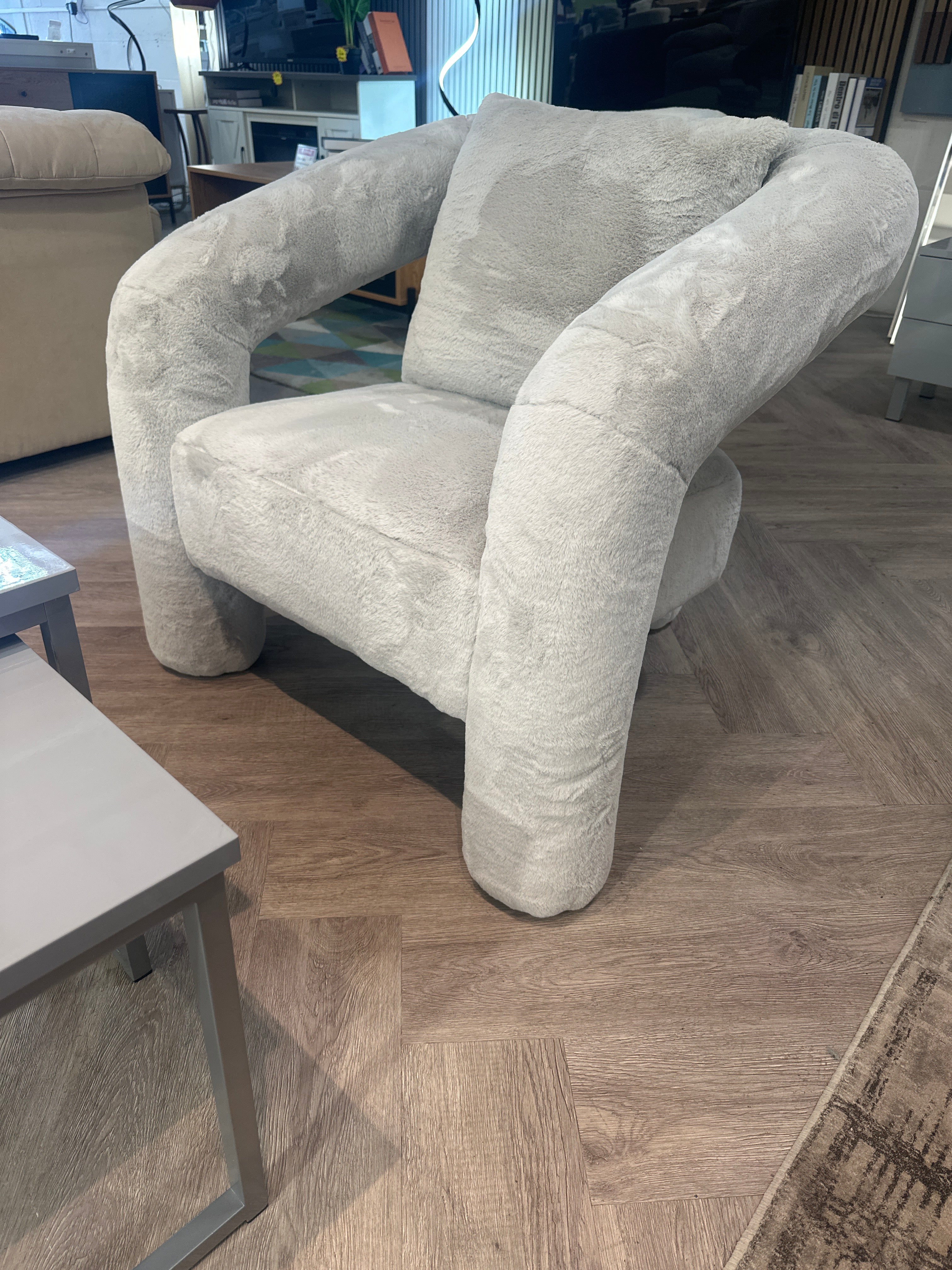 New Plush Upholstered Angel Armchair Grey