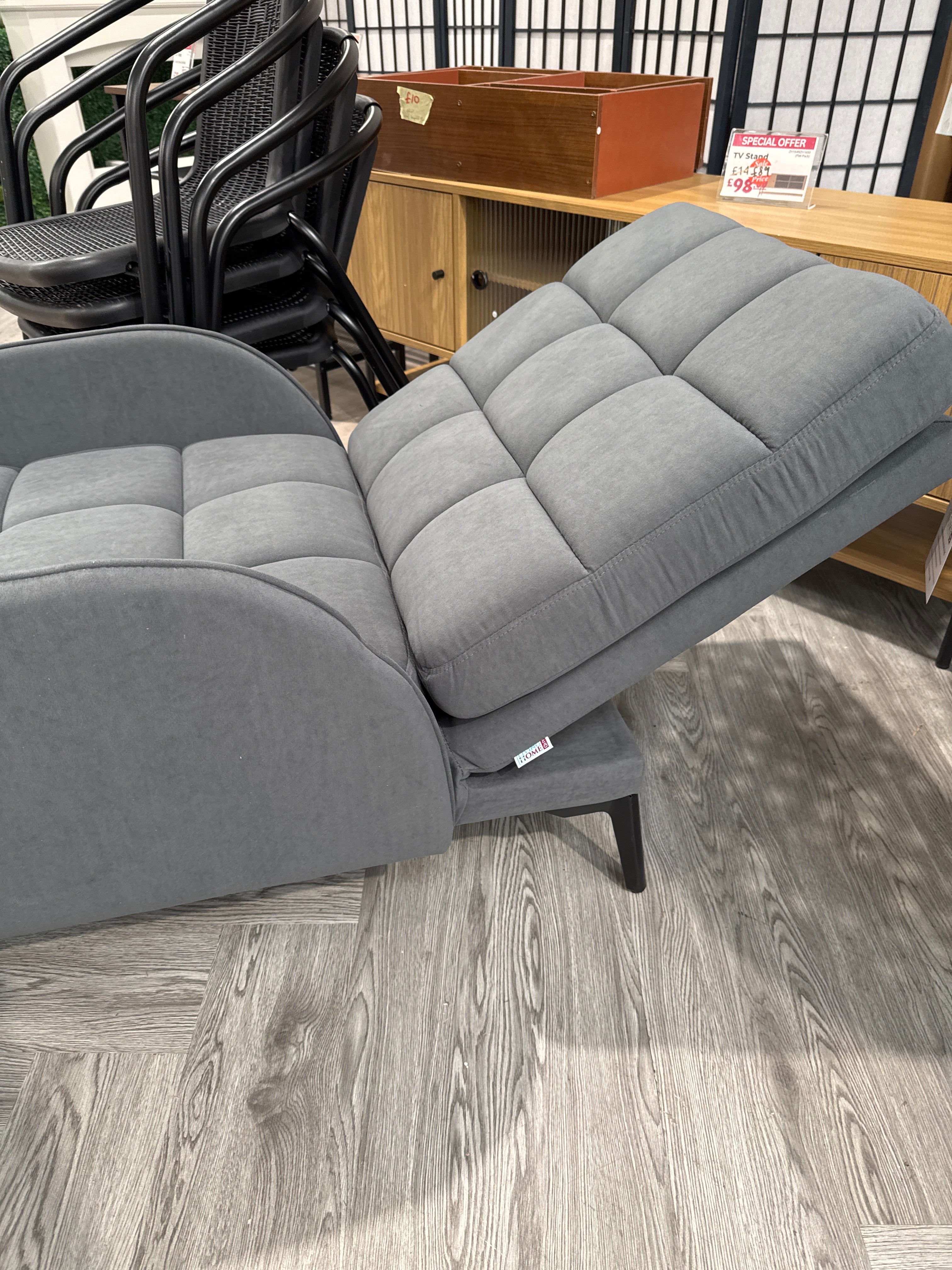 Grey Velevet Leisure Recliner and Footstool Set with Metal Legs