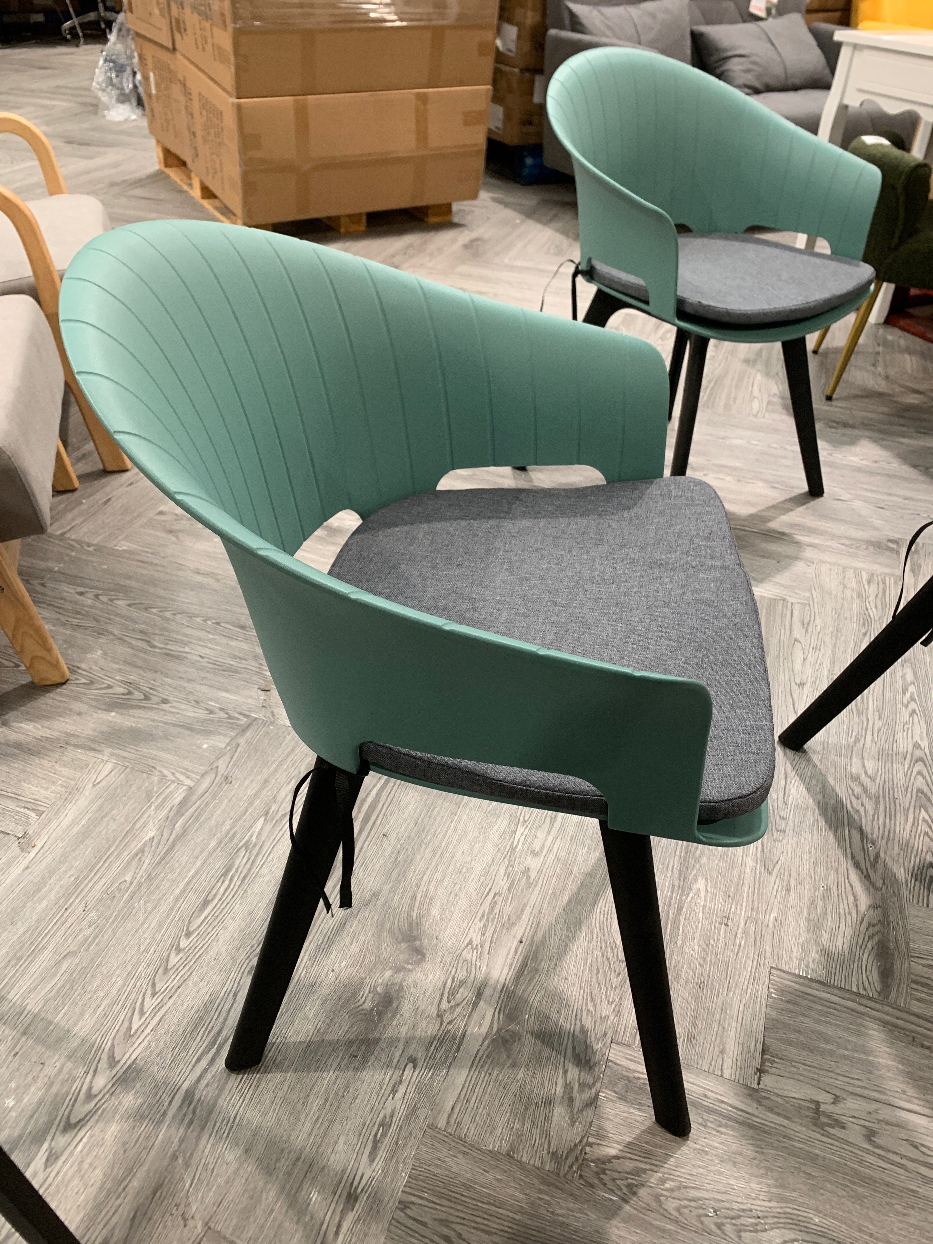 Plastic Swivel Dining Chair with Padded Seat Blue