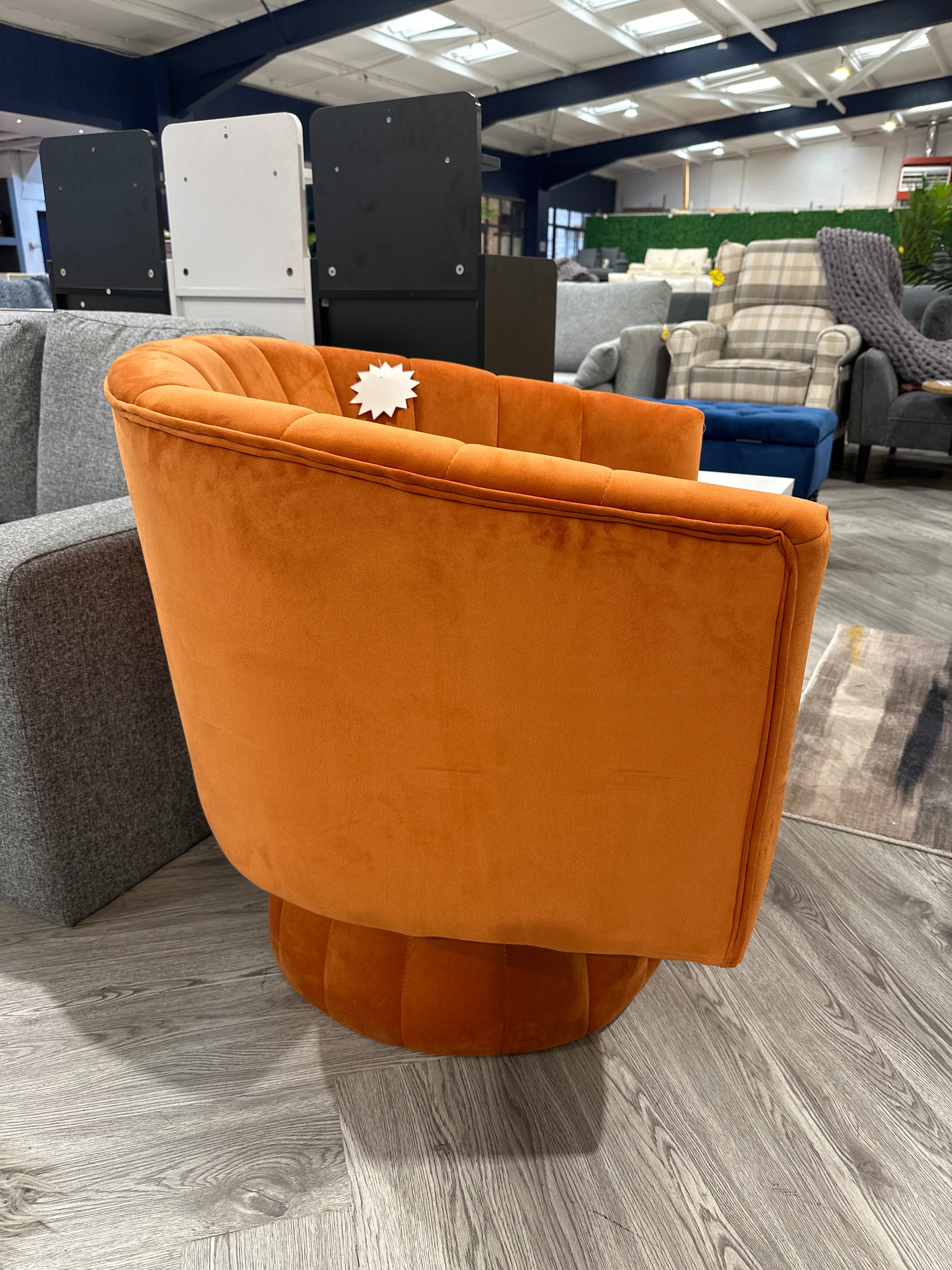 Velvet Upholstered Swivel Accent Armchair Orange