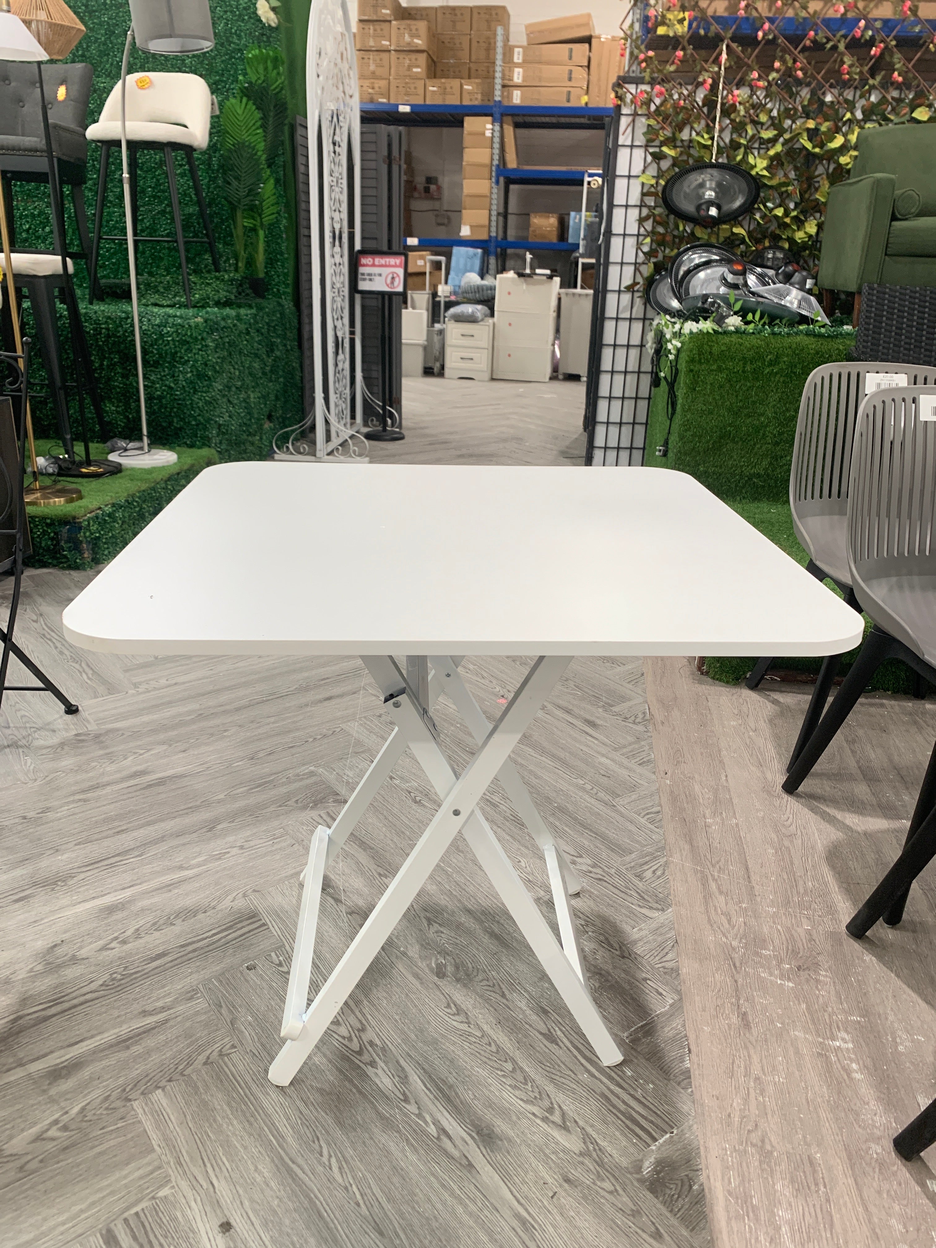 Square Foldable Dining Table White 80cm W