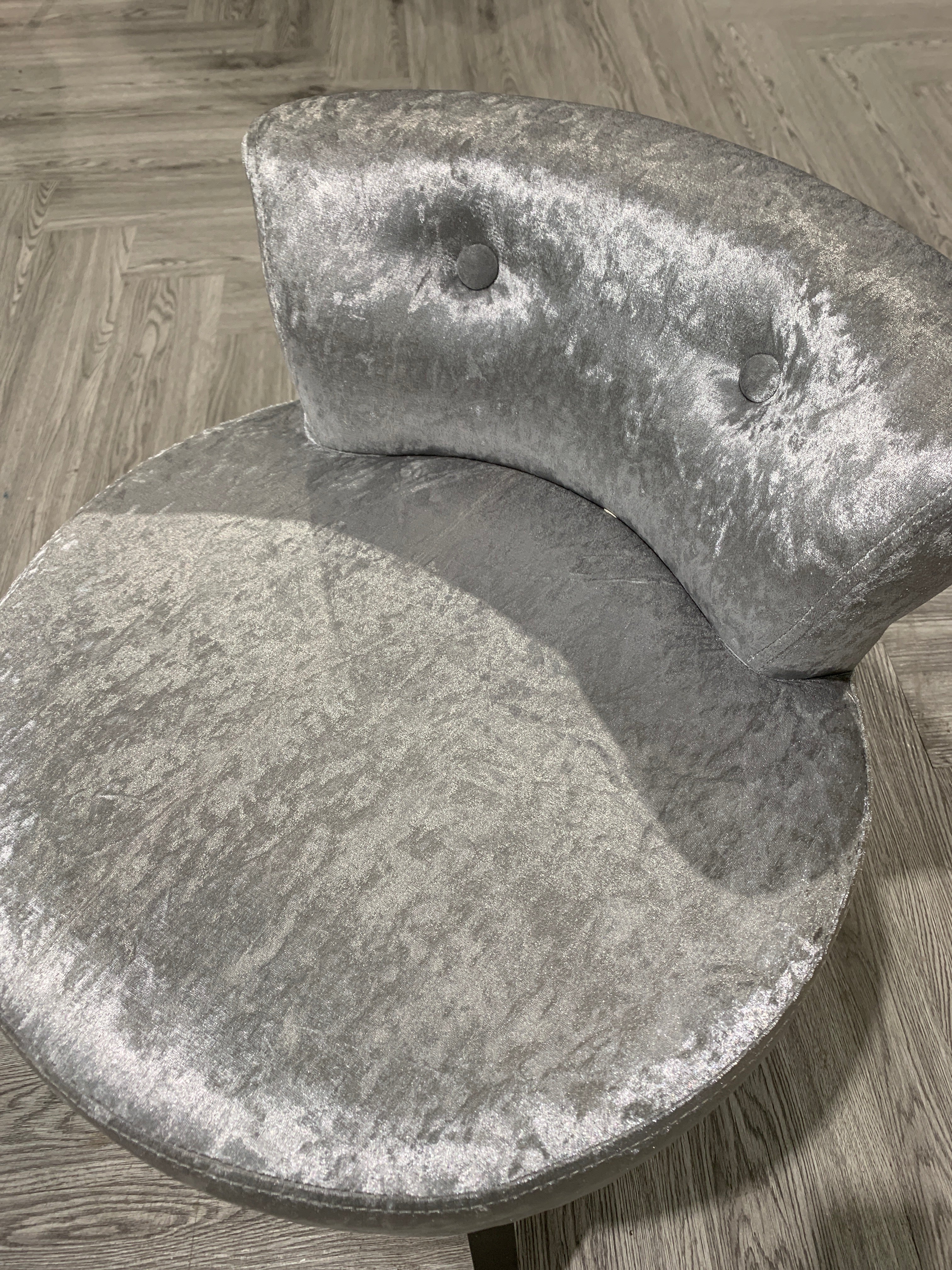 Ice Velvet Makeup Padded Dressing Table Stool Silver Grey