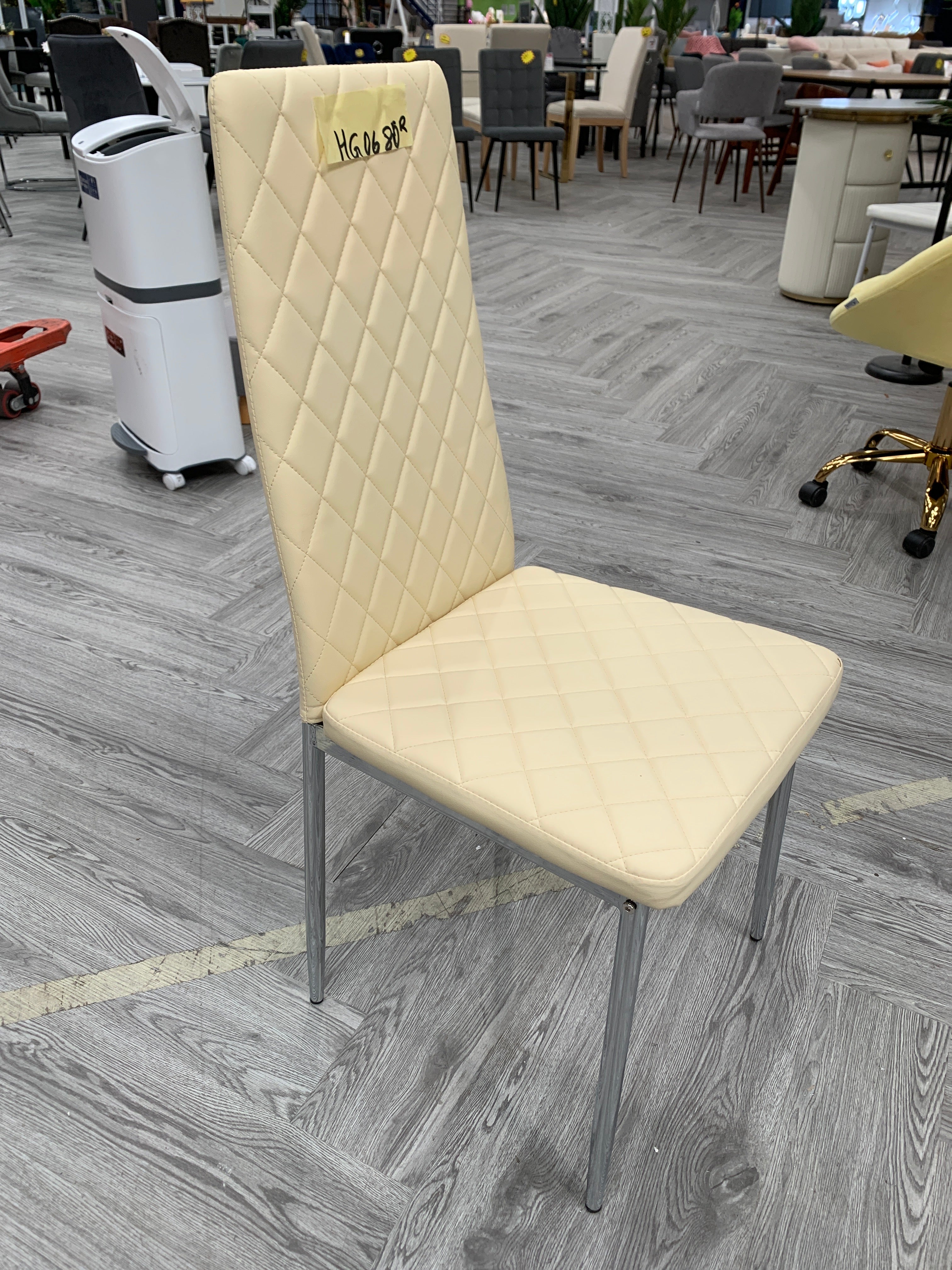 PVC High Back Modern Dining Chair Cream