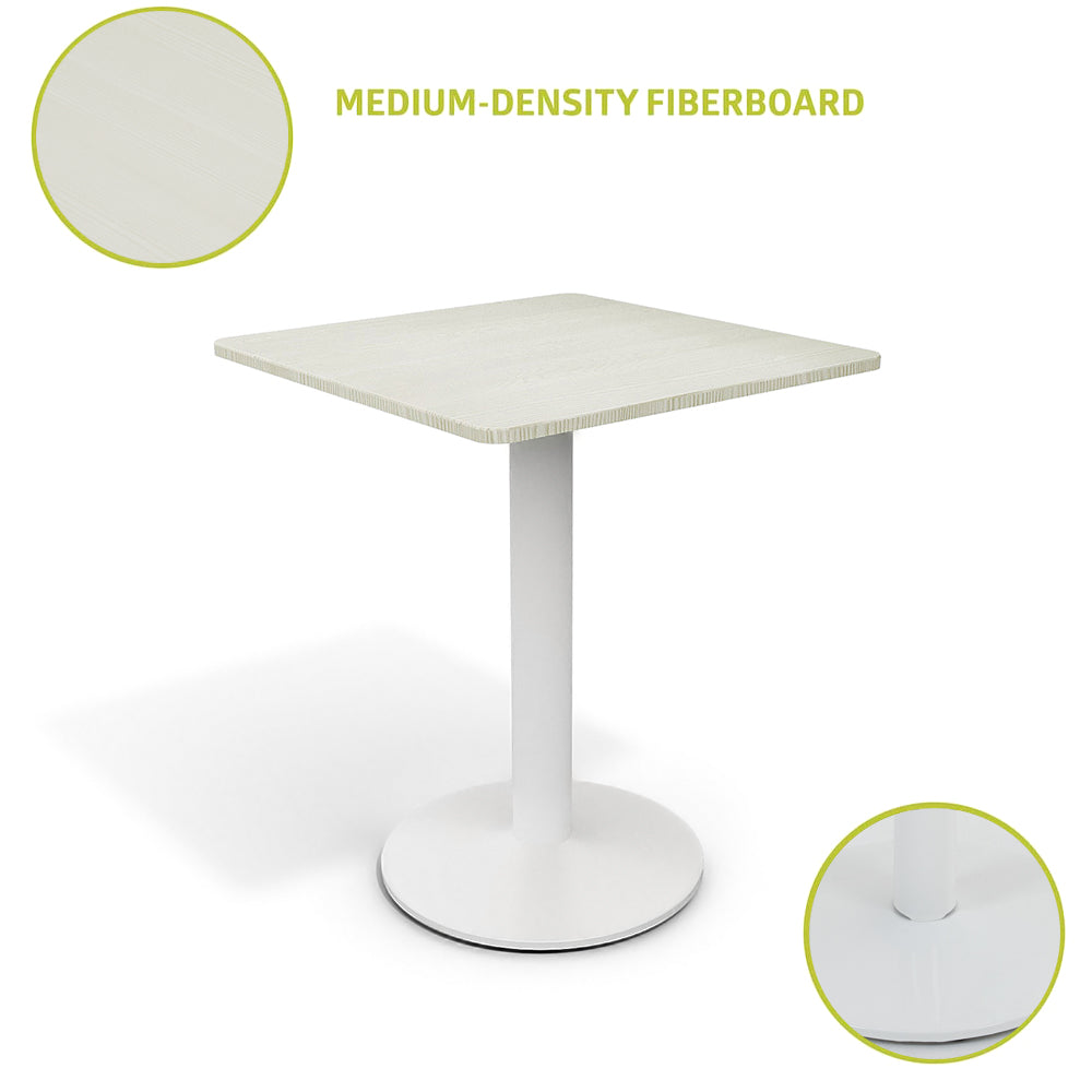 New White Square Cafe Table with Metal Base