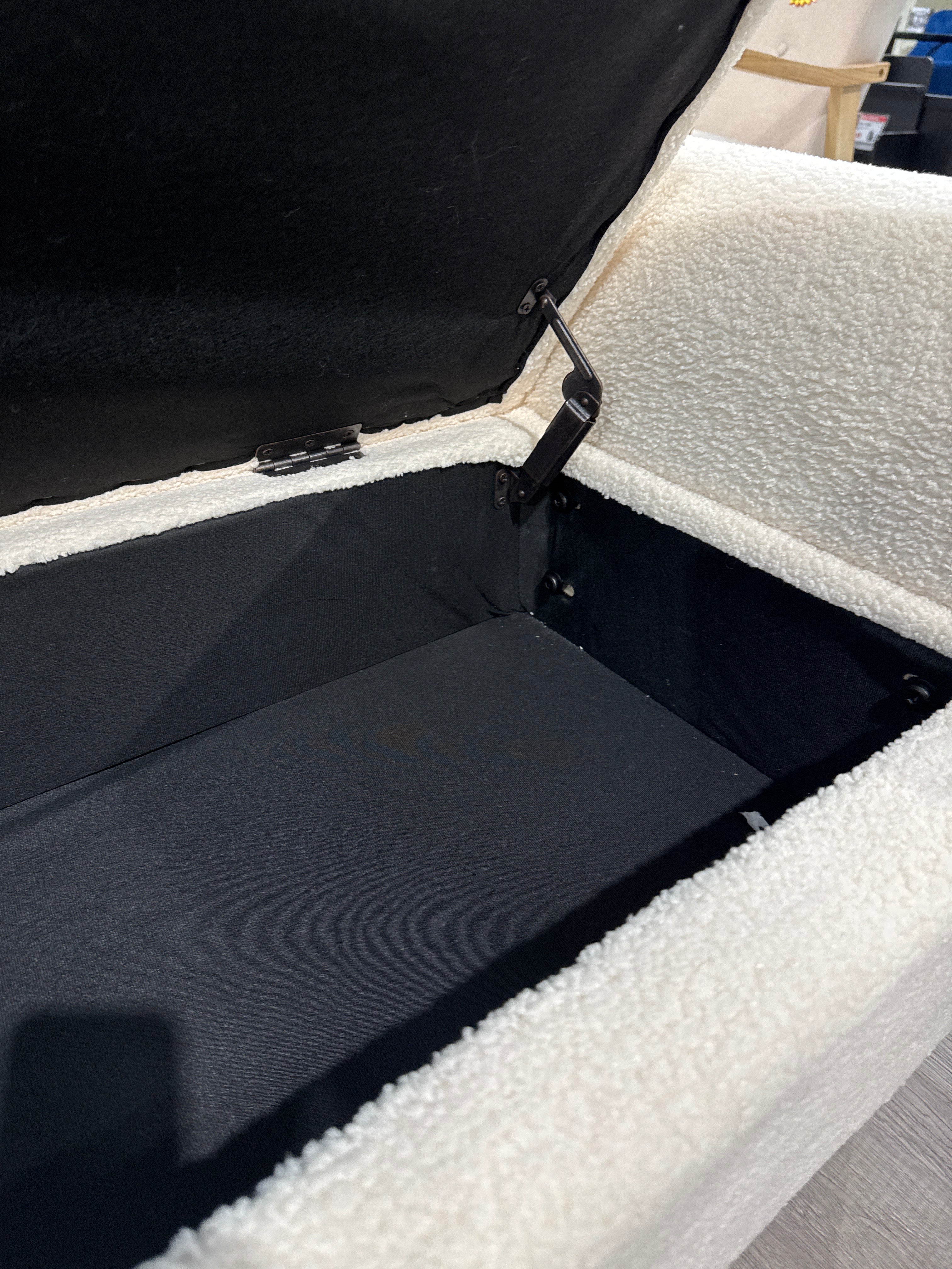 White Teddy Fur Upholstered Storage Bench